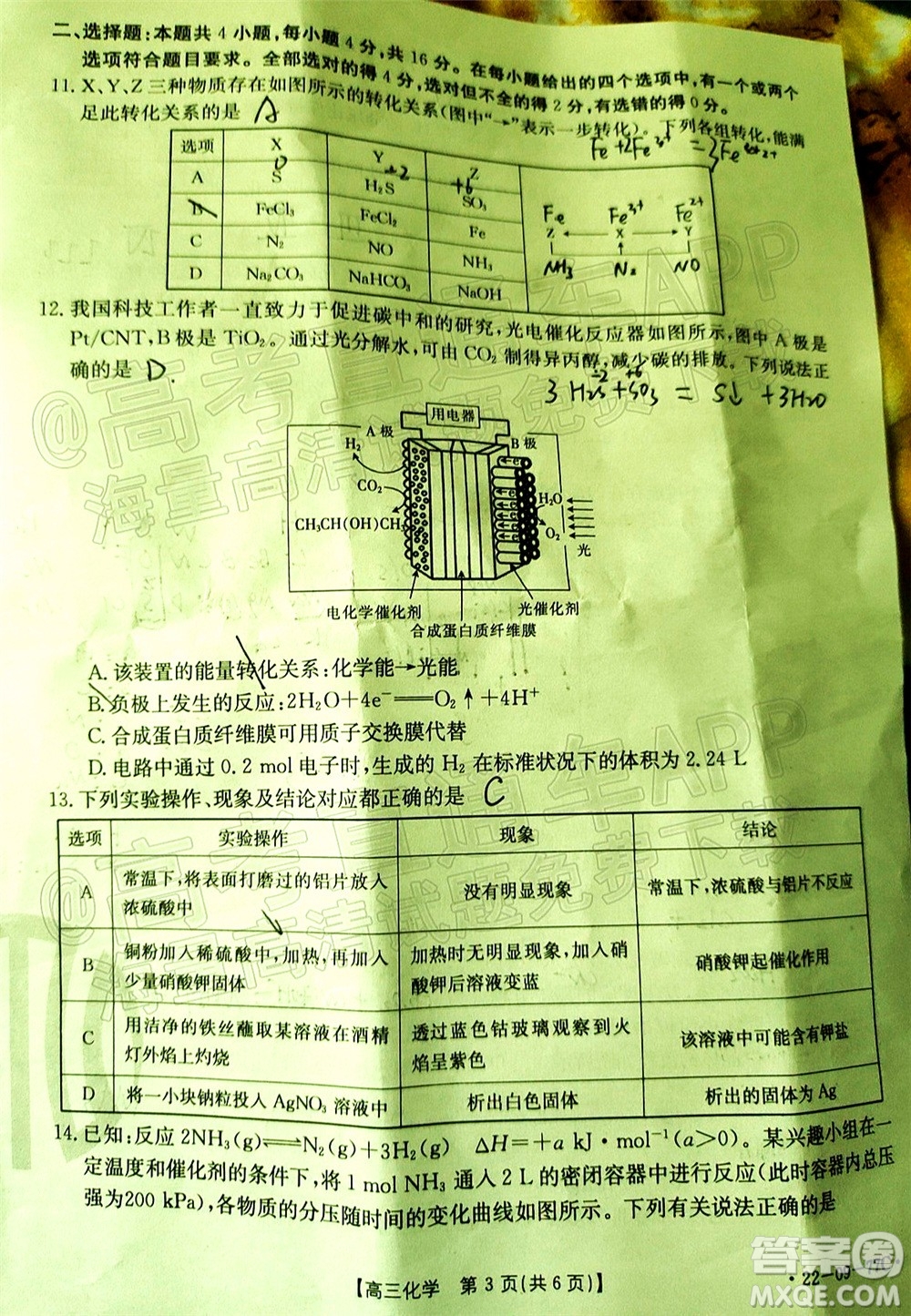 2022屆湖南金太陽(yáng)高三10月聯(lián)考化學(xué)試卷及答案