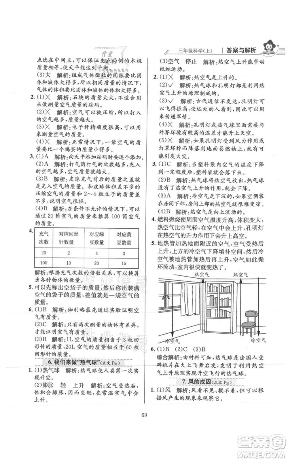 陜西人民教育出版社2021小學教材全練三年級上冊科學教育科學版參考答案