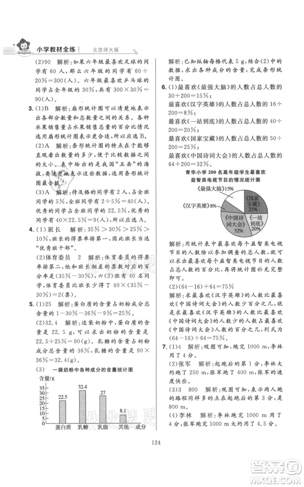 陜西人民教育出版社2021小學教材全練六年級上冊數(shù)學北京師大版參考答案