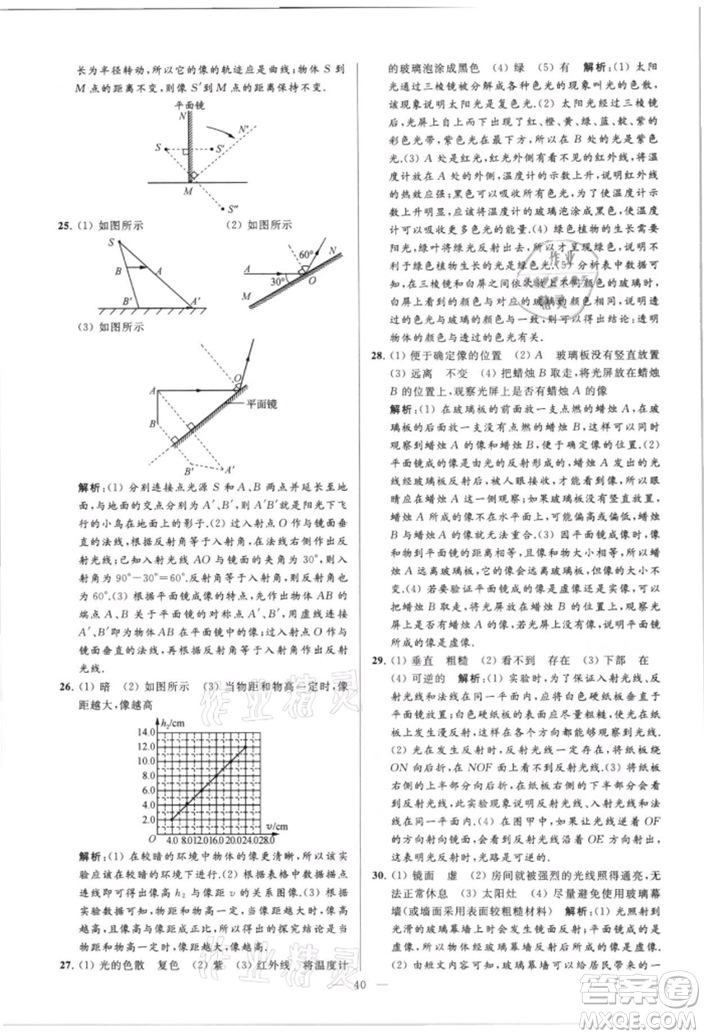 云南美術(shù)出版社2021亮點(diǎn)給力大試卷八年級(jí)上冊(cè)物理蘇科版參考答案