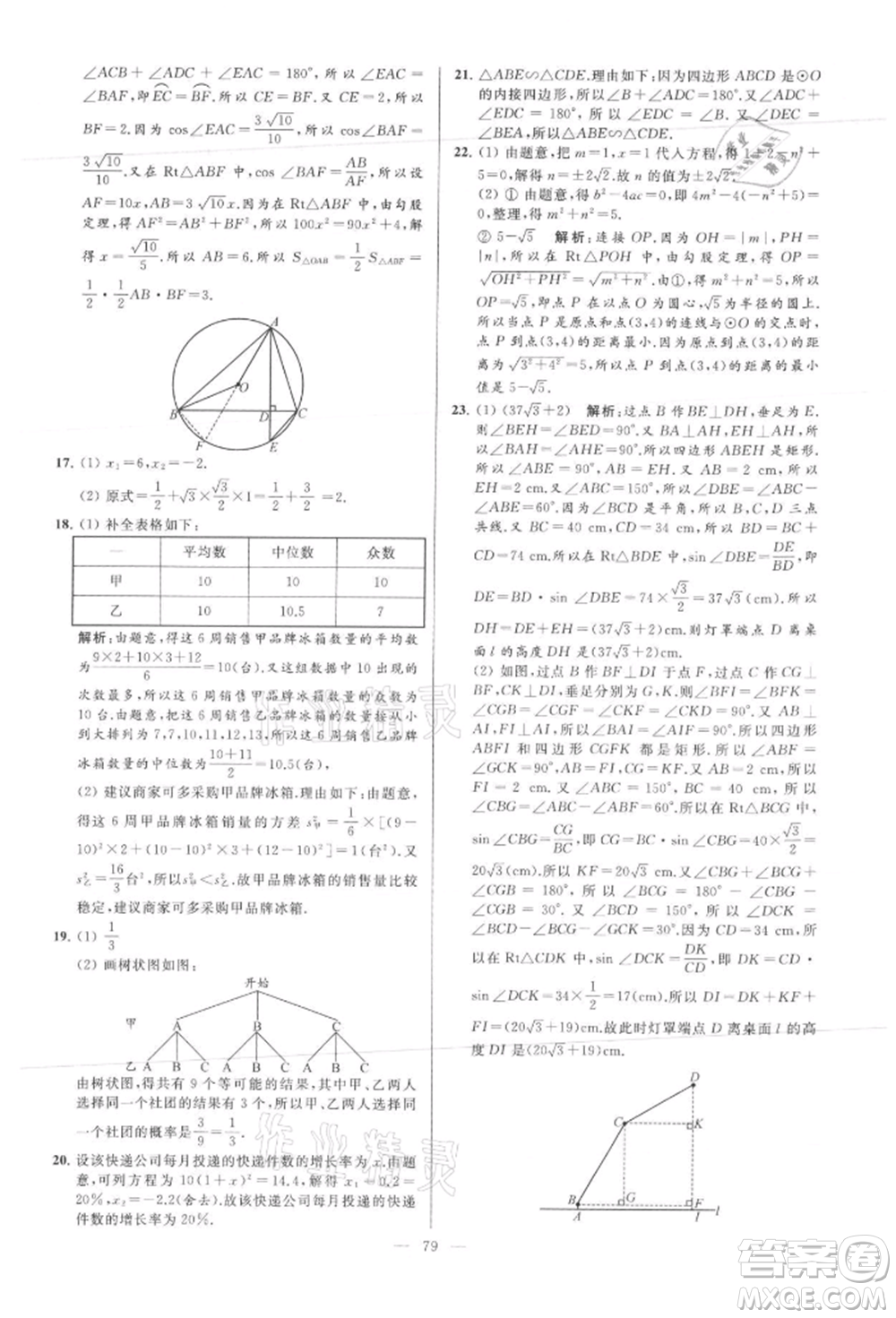 云南美術(shù)出版社2021亮點(diǎn)給力大試卷九年級(jí)上冊(cè)數(shù)學(xué)蘇科版參考答案