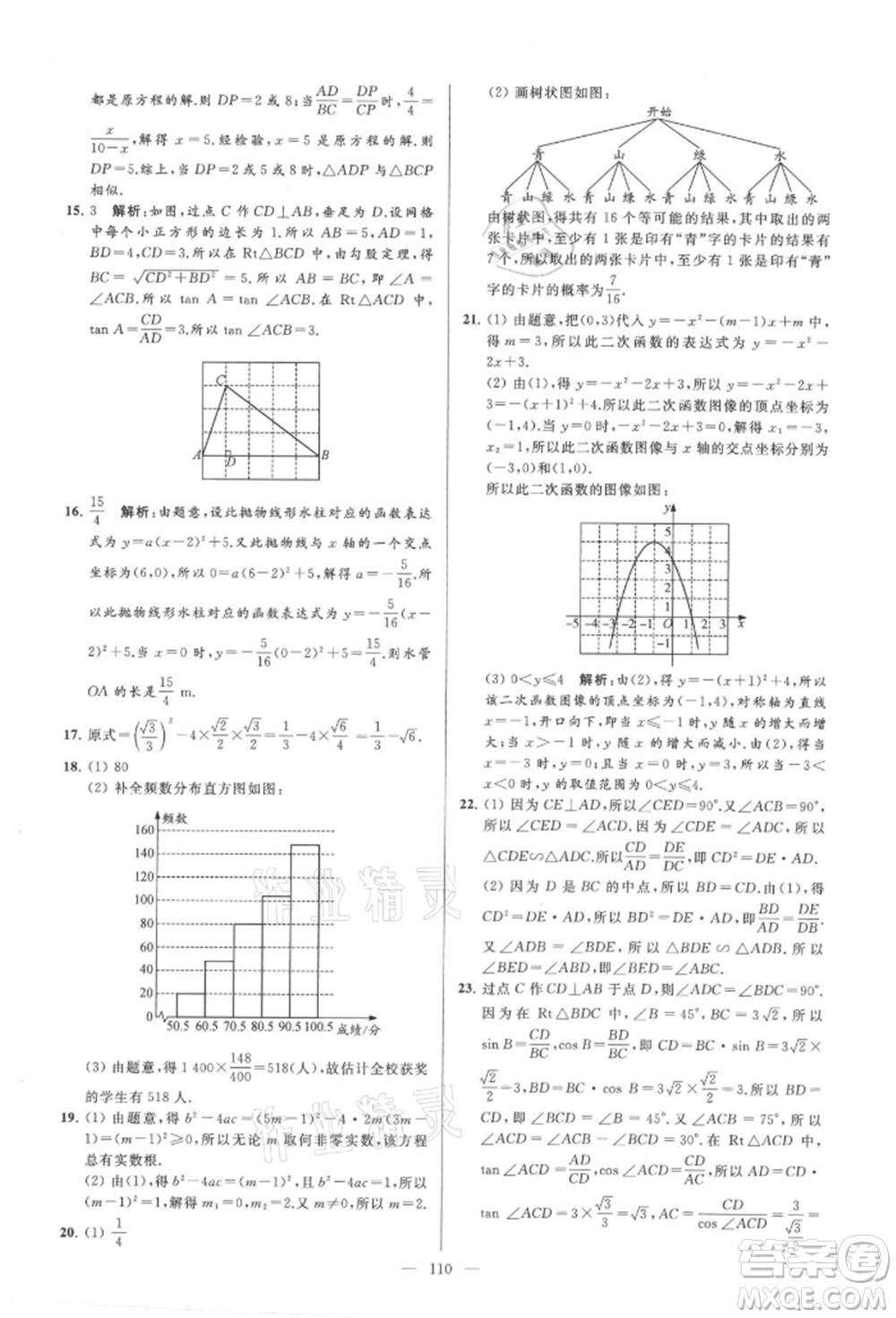 云南美術(shù)出版社2021亮點(diǎn)給力大試卷九年級(jí)上冊(cè)數(shù)學(xué)蘇科版參考答案