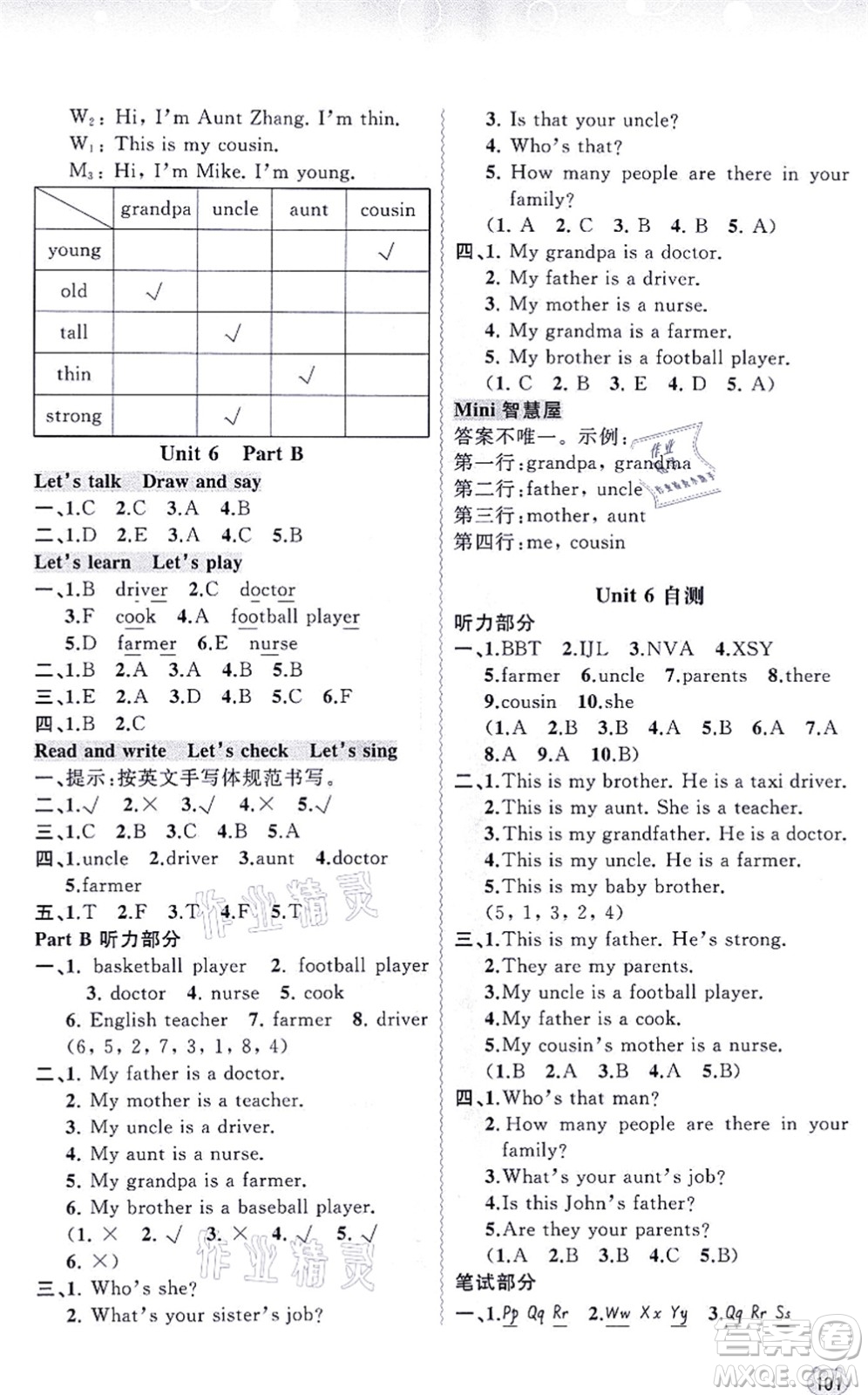 廣西教育出版社2021新課程學(xué)習(xí)與測評同步學(xué)習(xí)四年級英語上冊人教版答案