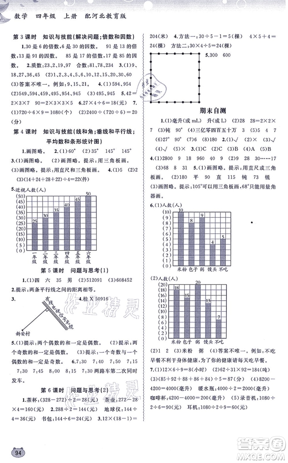 廣西教育出版社2021新課程學(xué)習(xí)與測評(píng)同步學(xué)習(xí)四年級(jí)數(shù)學(xué)上冊(cè)河北教育版答案