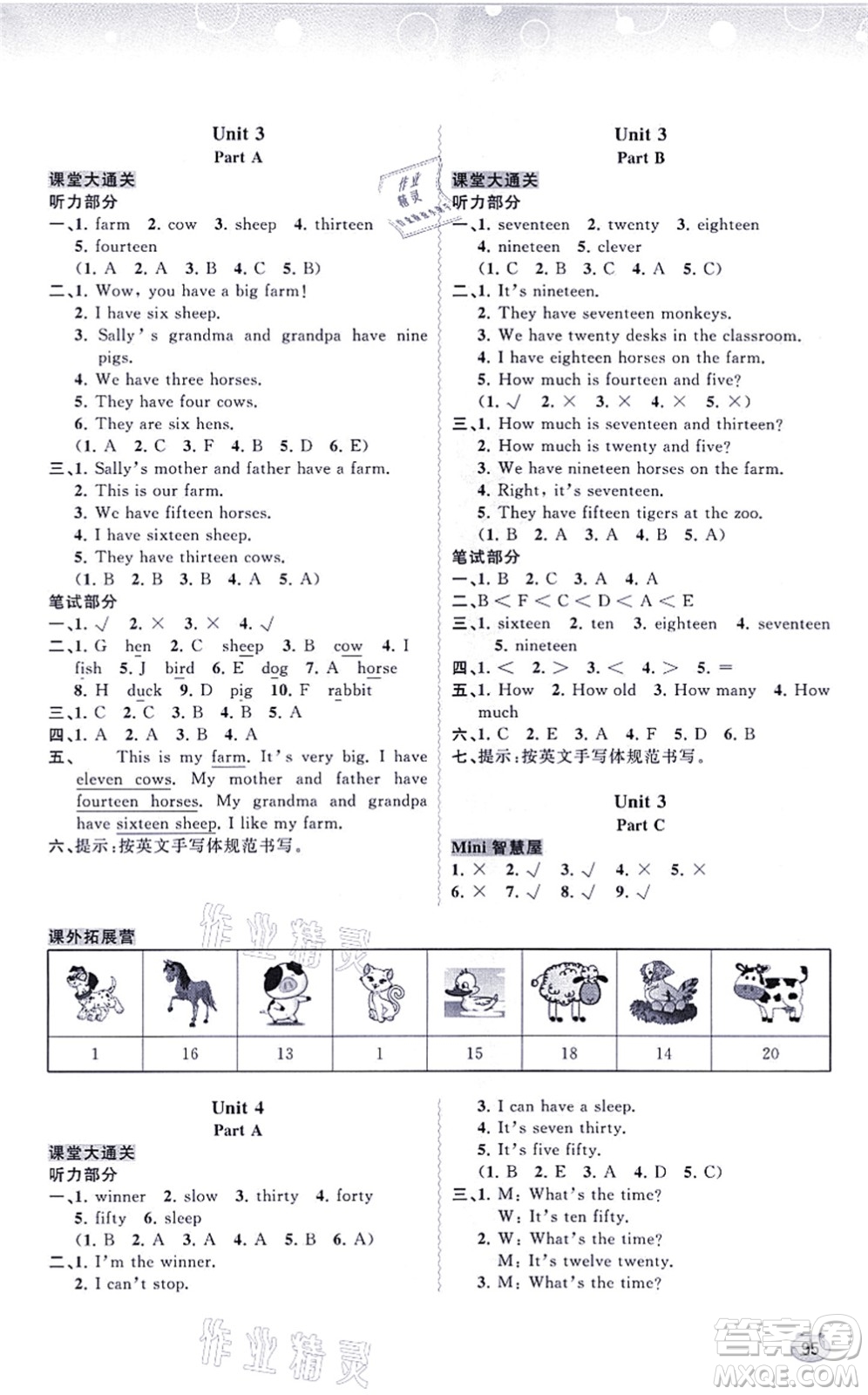 廣西教育出版社2021新課程學(xué)習(xí)與測評同步學(xué)習(xí)四年級英語上冊福建教育版答案