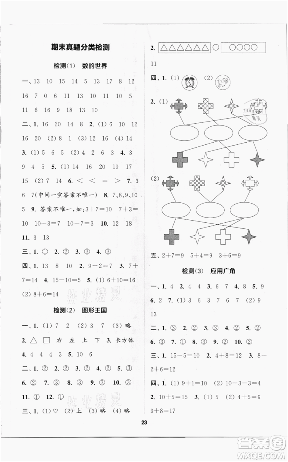 蘇州大學(xué)出版社2021金鑰匙1+1課時(shí)作業(yè)一年級(jí)上冊(cè)數(shù)學(xué)江蘇版參考答案