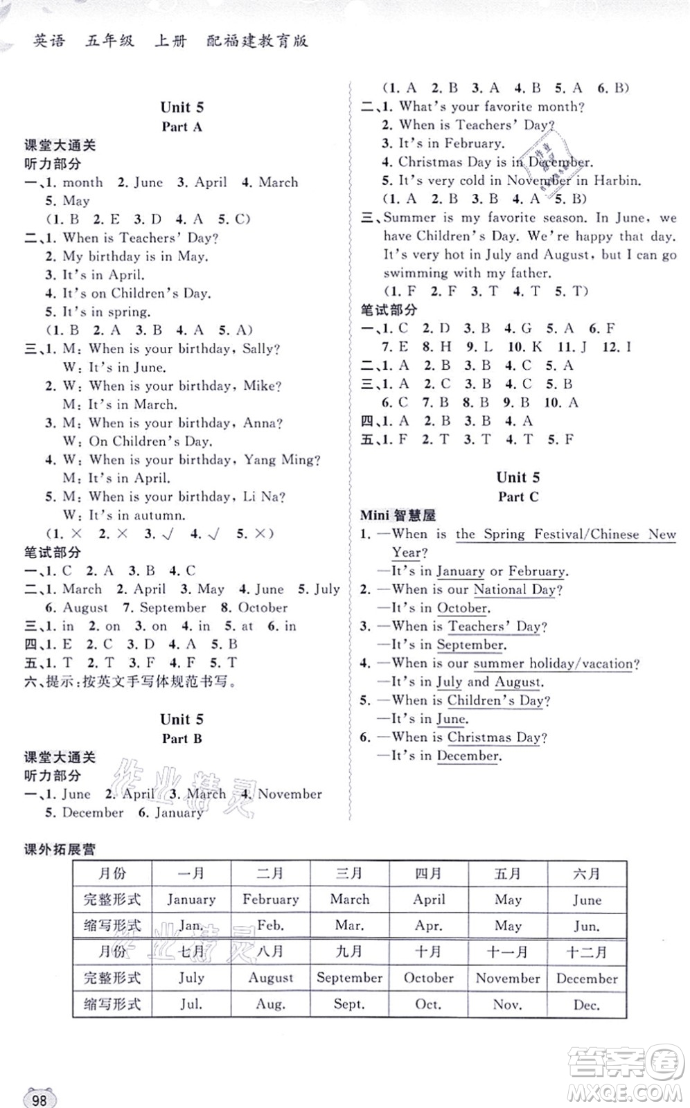 廣西教育出版社2021新課程學(xué)習(xí)與測(cè)評(píng)同步學(xué)習(xí)五年級(jí)英語(yǔ)上冊(cè)福建教育版答案