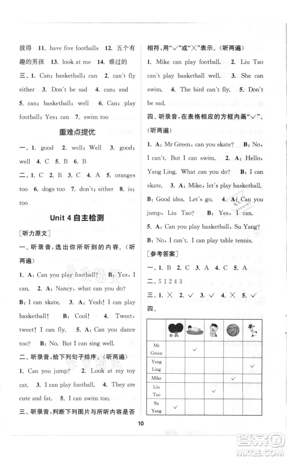 蘇州大學(xué)出版社2021金鑰匙1+1課時(shí)作業(yè)四年級(jí)上冊(cè)英語(yǔ)江蘇版參考答案