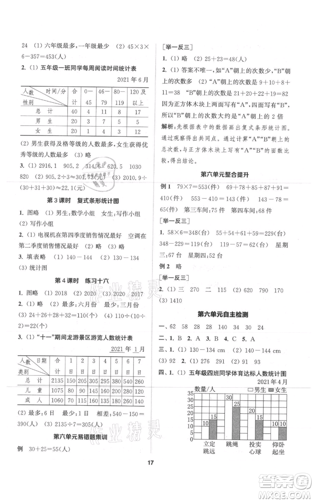 蘇州大學出版社2021金鑰匙1+1課時作業(yè)五年級上冊數(shù)學江蘇版參考答案