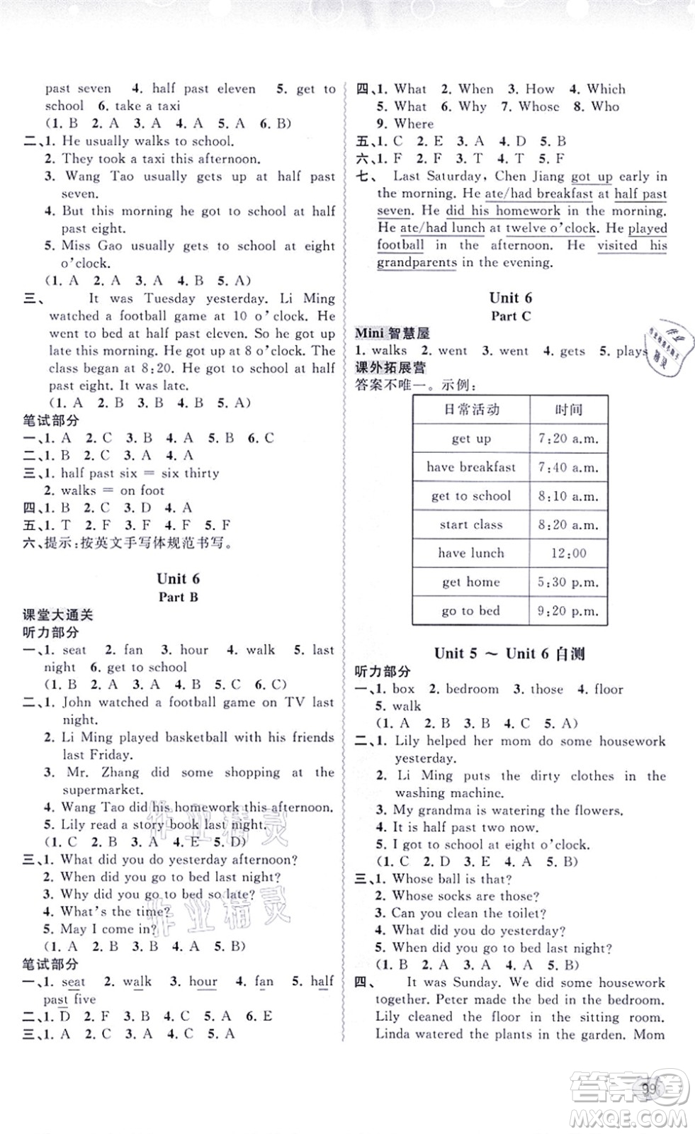 廣西教育出版社2021新課程學(xué)習(xí)與測(cè)評(píng)同步學(xué)習(xí)六年級(jí)英語(yǔ)上冊(cè)福建教育版答案