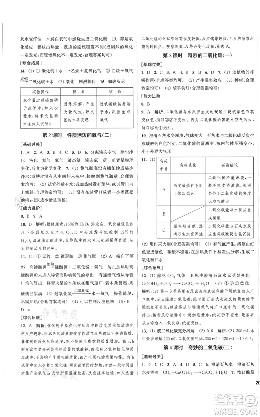 蘇州大學(xué)出版社2021金鑰匙1+1課時作業(yè)目標(biāo)檢測九年級上冊化學(xué)國際上海版參考答案