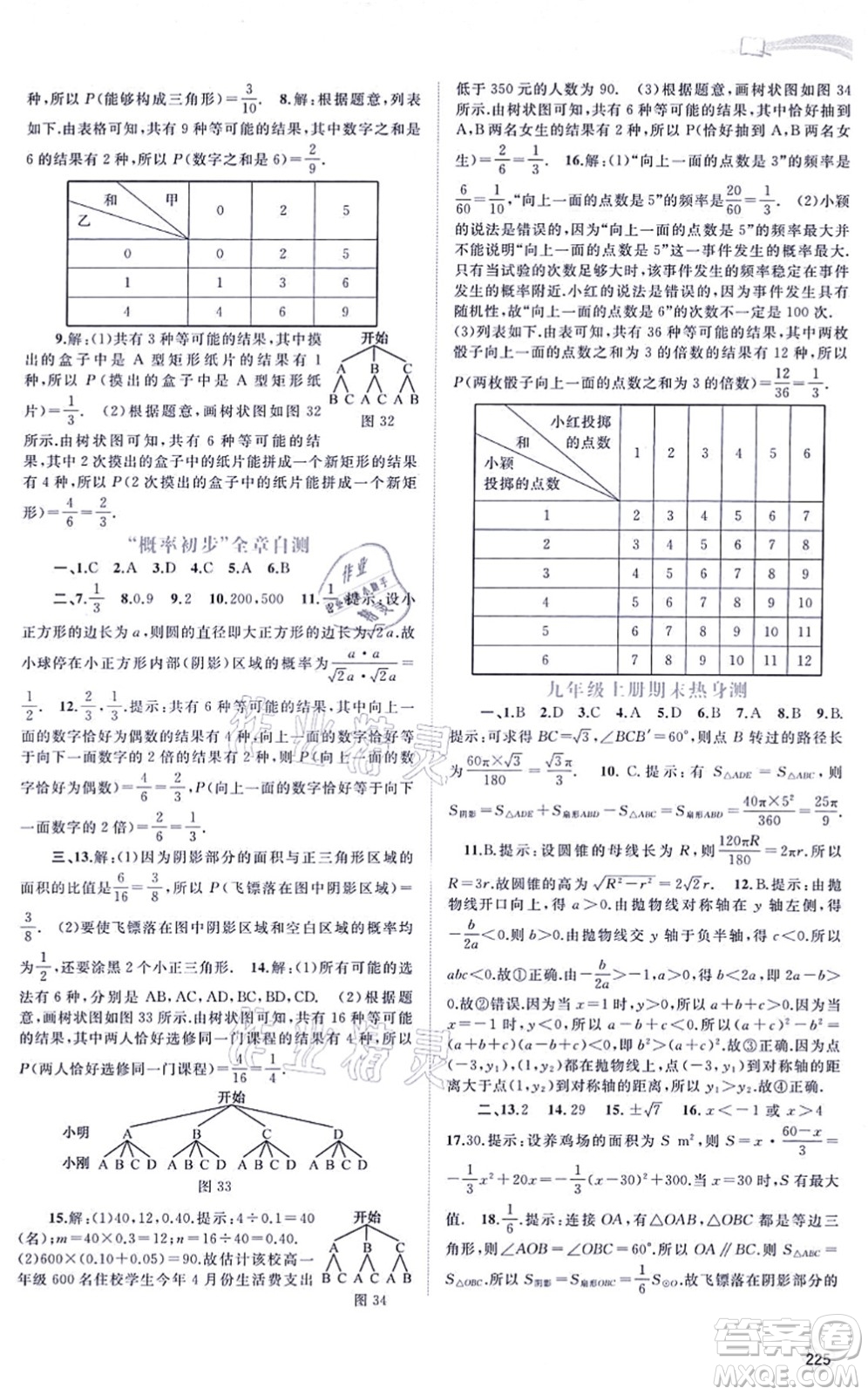 廣西教育出版社2021新課程學(xué)習(xí)與測(cè)評(píng)同步學(xué)習(xí)九年級(jí)數(shù)學(xué)全一冊(cè)人教版答案