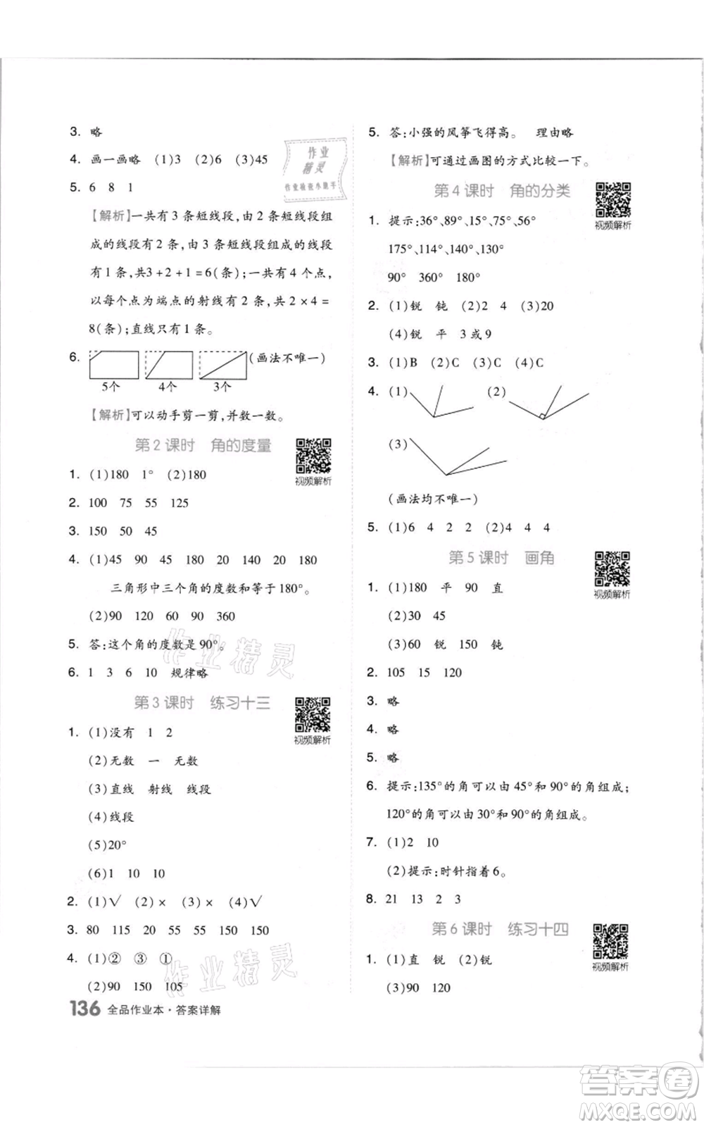 天津人民出版社2021全品作業(yè)本四年級(jí)上冊(cè)數(shù)學(xué)蘇教版參考答案