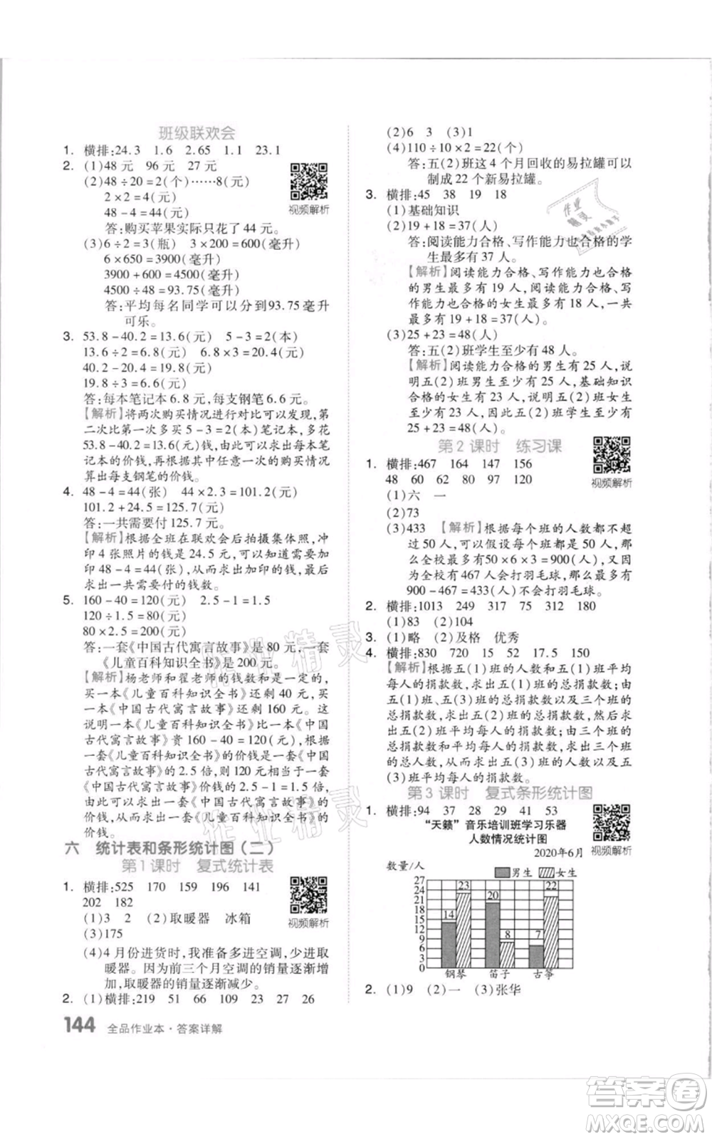 天津人民出版社2021全品作業(yè)本五年級(jí)上冊(cè)數(shù)學(xué)蘇教版參考答案