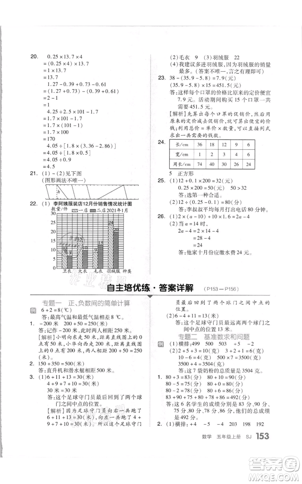 天津人民出版社2021全品作業(yè)本五年級(jí)上冊(cè)數(shù)學(xué)蘇教版參考答案