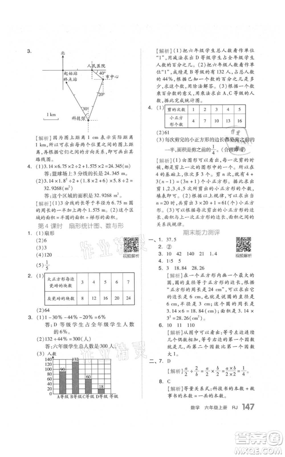 天津人民出版社2021全品作業(yè)本六年級(jí)上冊(cè)數(shù)學(xué)人教版參考答案