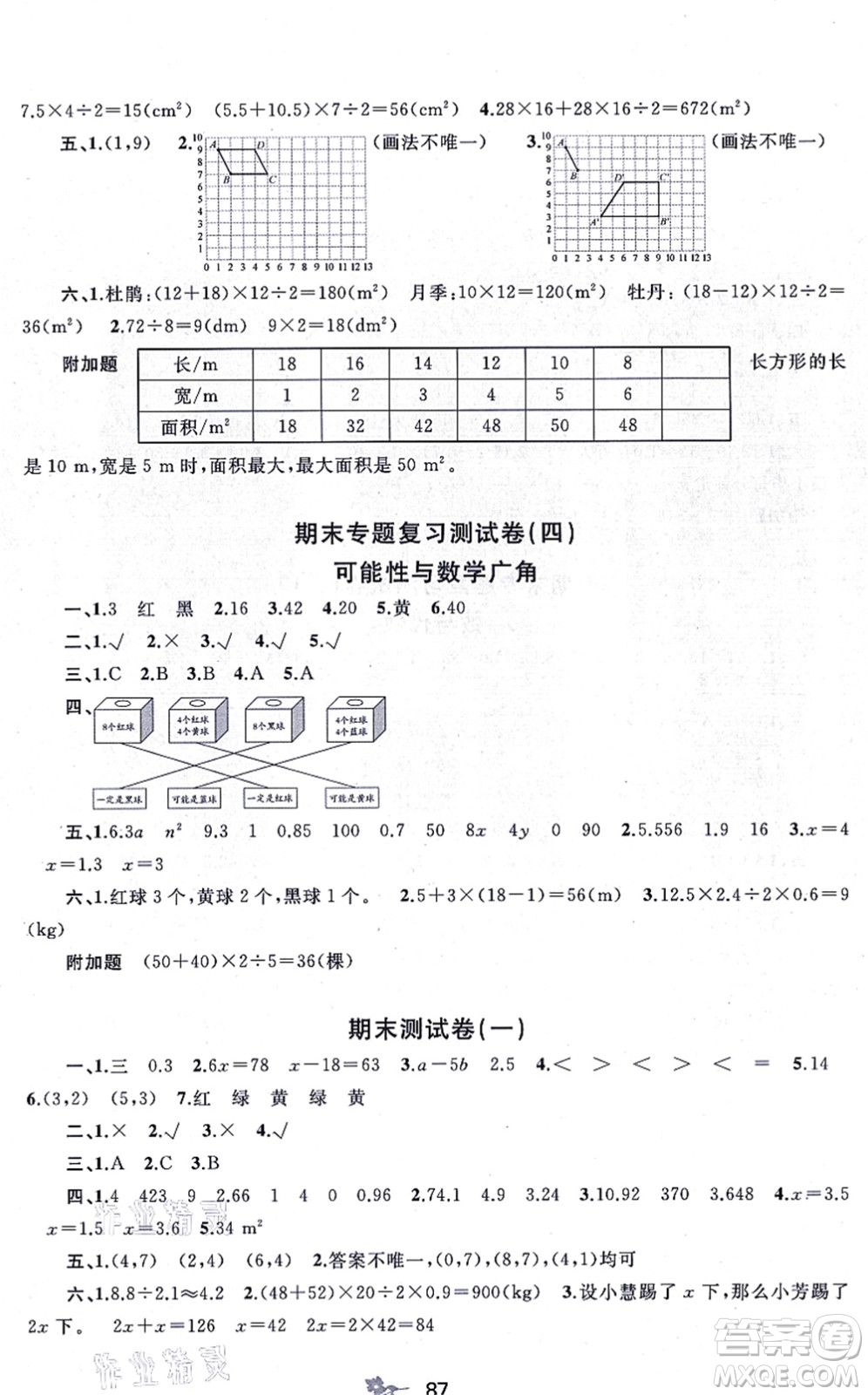 廣西教育出版社2021新課程學(xué)習(xí)與測評單元雙測五年級數(shù)學(xué)上冊人教版A版答案