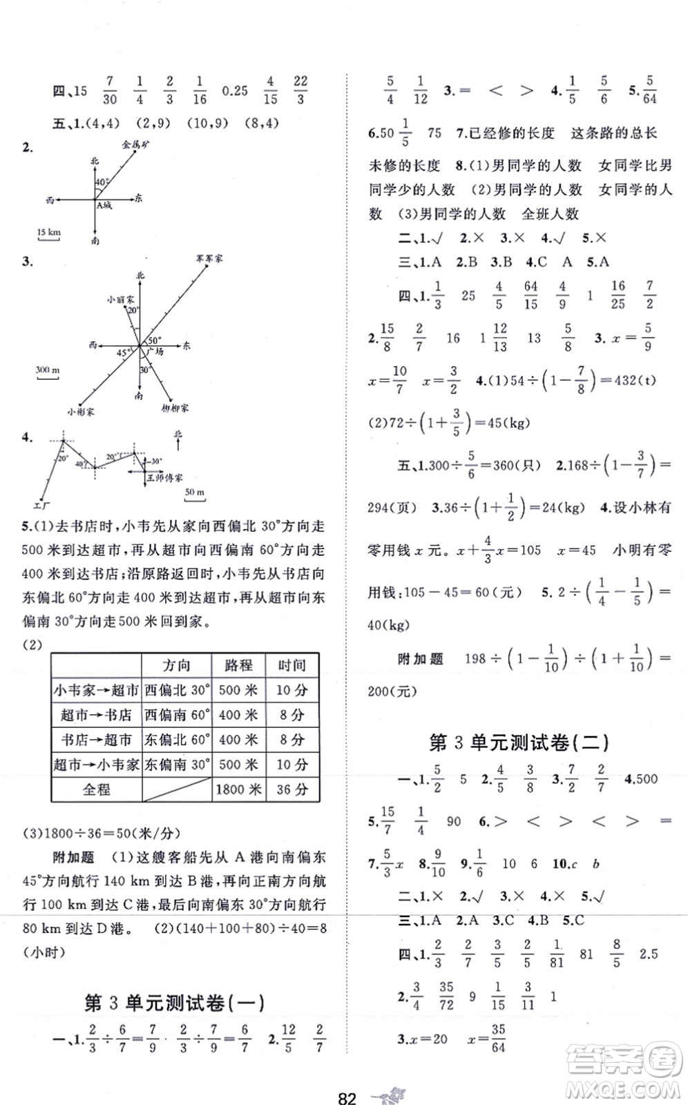 廣西教育出版社2021新課程學(xué)習(xí)與測評單元雙測六年級數(shù)學(xué)上冊人教版A版答案