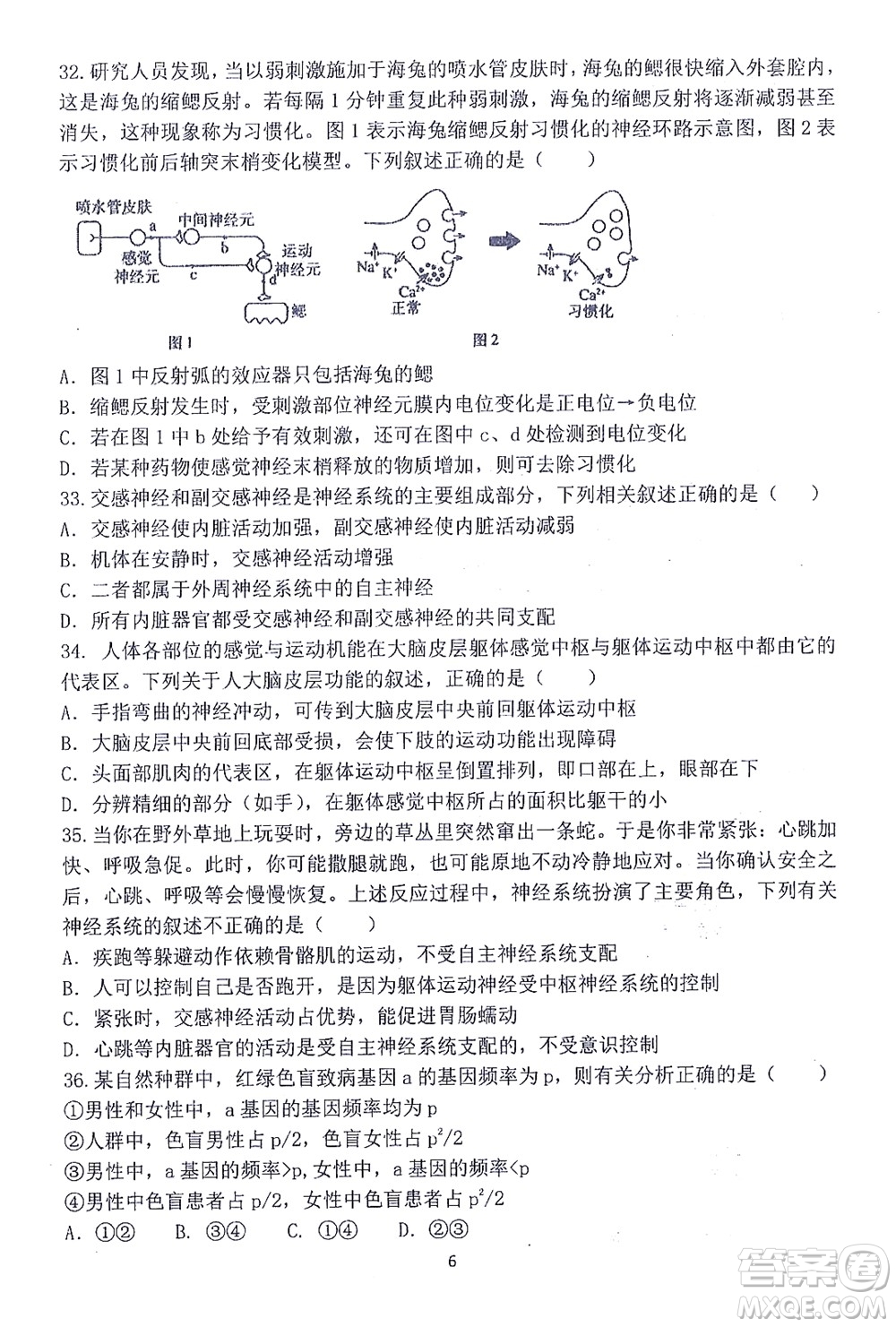 哈三中2021-2022學(xué)年度上學(xué)期高二學(xué)年10月階段性測(cè)試生物試卷及答案