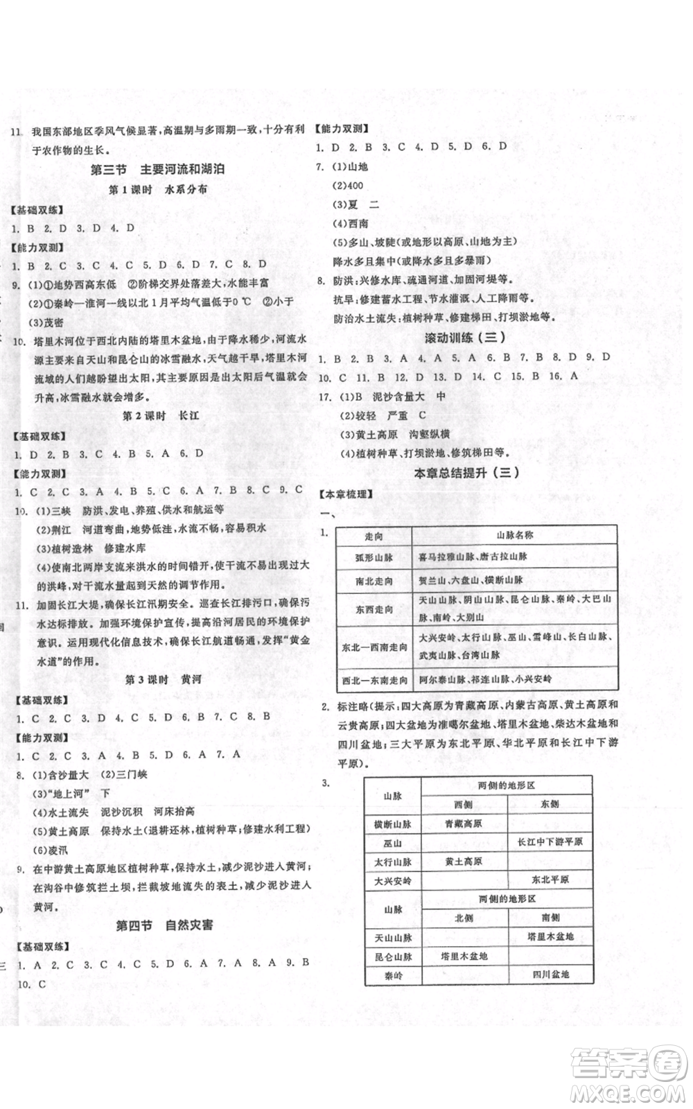 沈陽出版社2021全品作業(yè)本七年級上冊地理中圖版參考答案