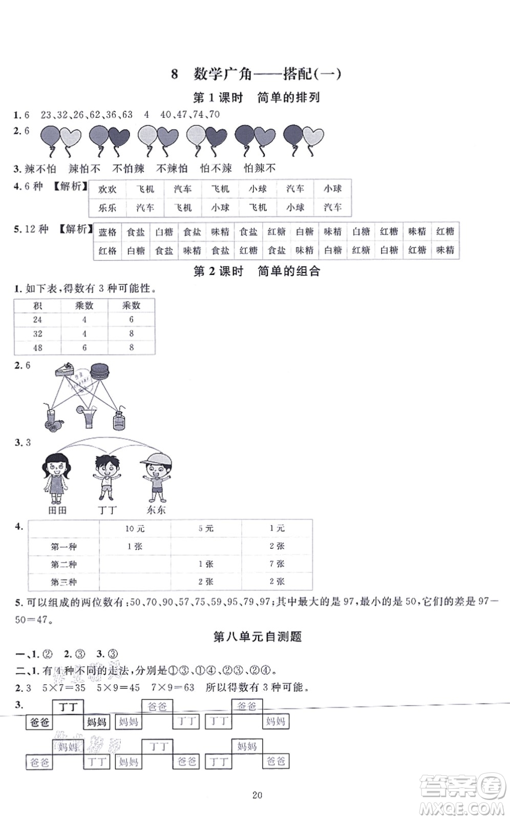 華東師范大學(xué)出版社2021一課一練二年級(jí)數(shù)學(xué)上冊(cè)人教版A版答案