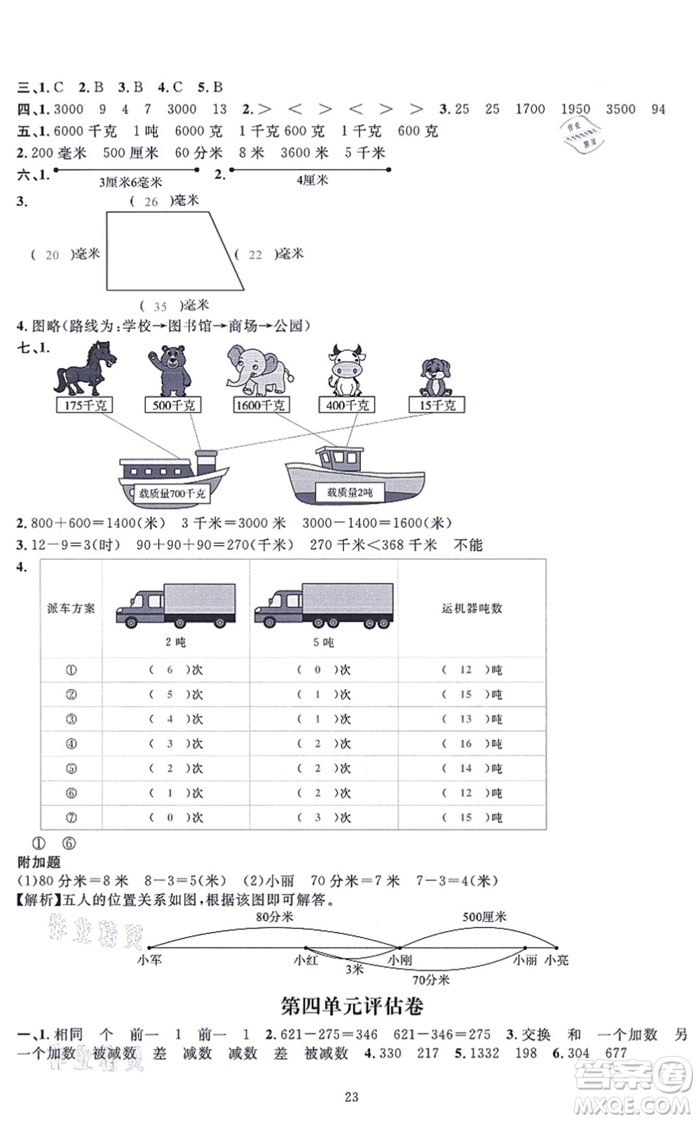 華東師范大學(xué)出版社2021一課一練三年級數(shù)學(xué)上冊人教版A版答案