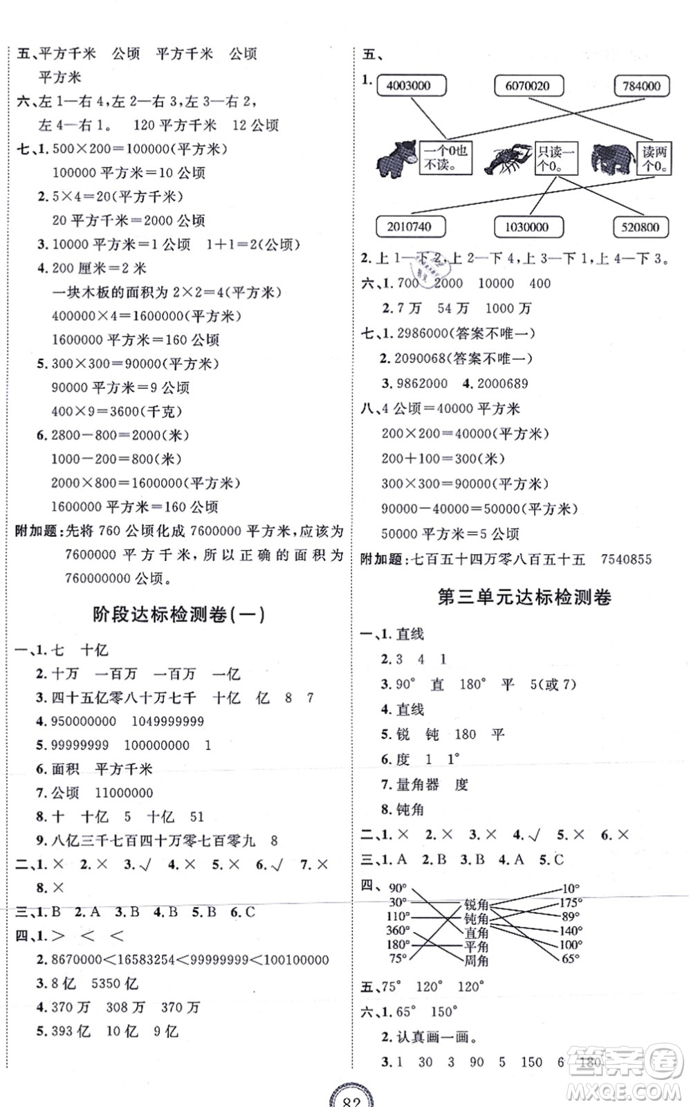 延邊教育出版社2021優(yōu)+密卷四年級(jí)數(shù)學(xué)上冊(cè)RJ人教版答案