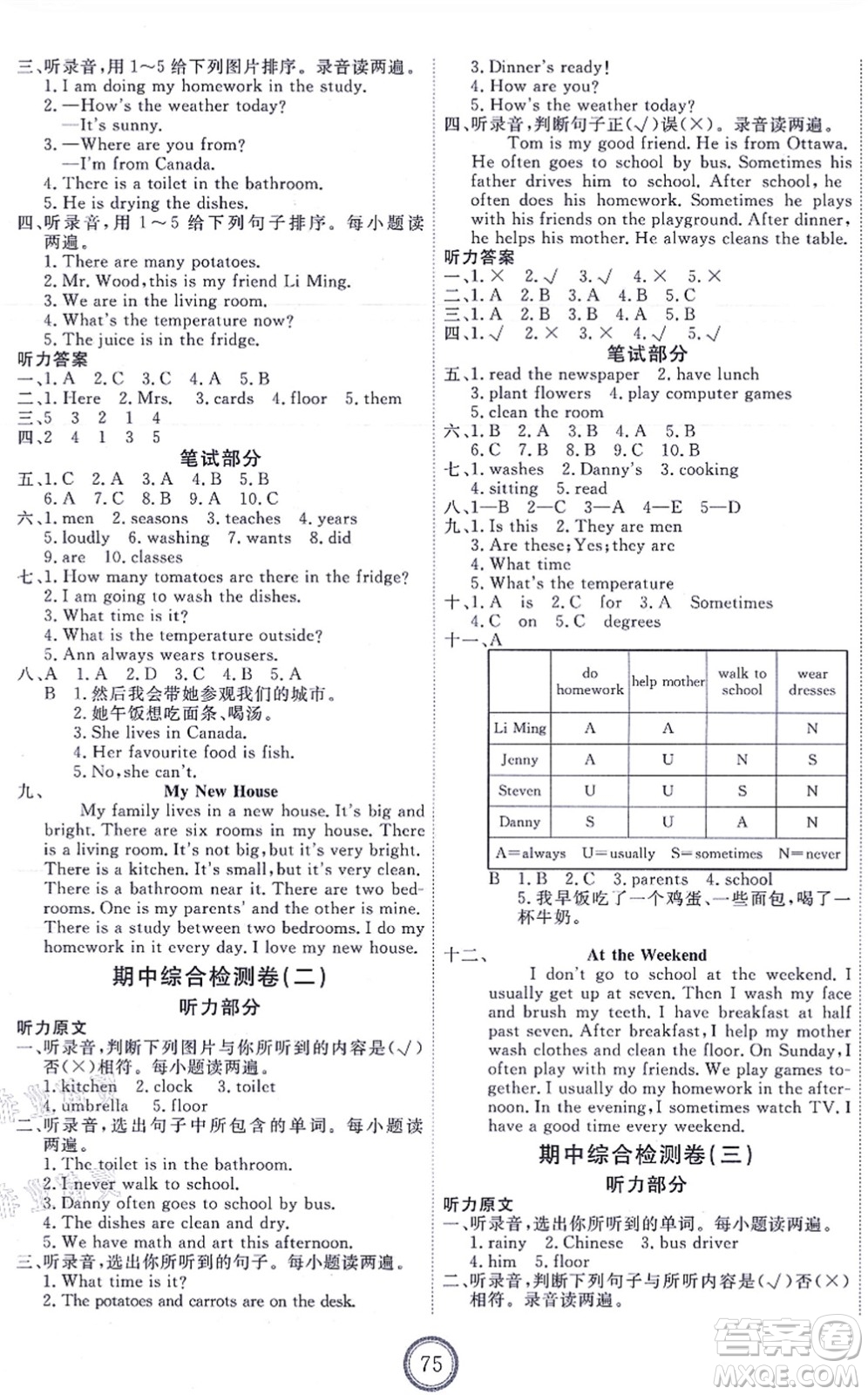 吉林教育出版社2021優(yōu)+密卷六年級(jí)英語(yǔ)上冊(cè)N版答案