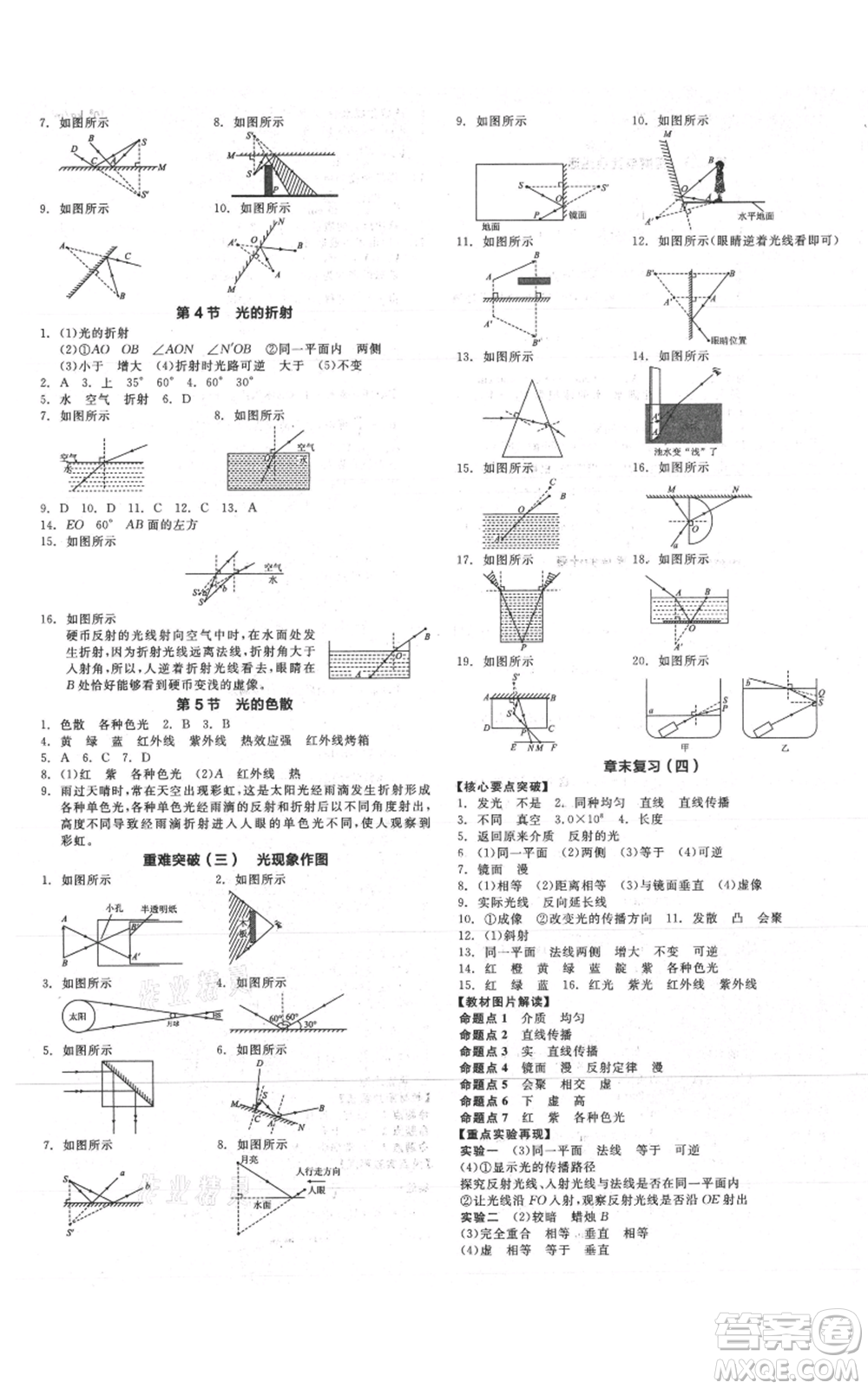 天津人民出版社2021全品作業(yè)本八年級(jí)上冊(cè)物理人教版山西專版參考答案