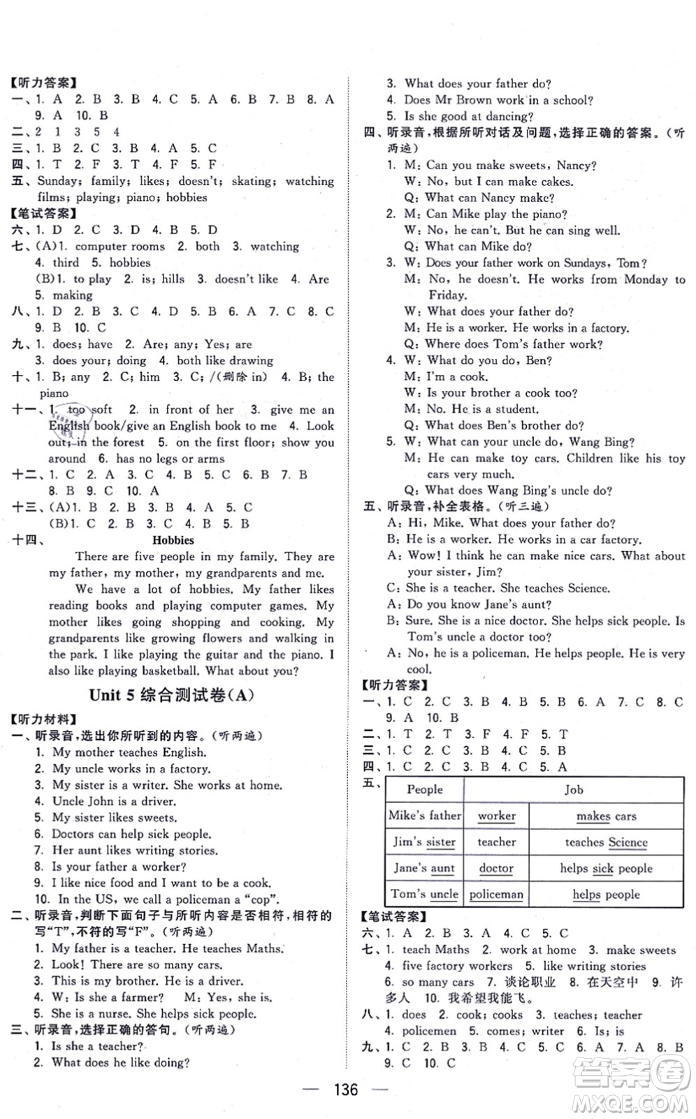 寧夏人民教育出版社2021學(xué)霸提優(yōu)大試卷五年級(jí)英語上冊(cè)江蘇國標(biāo)版答案