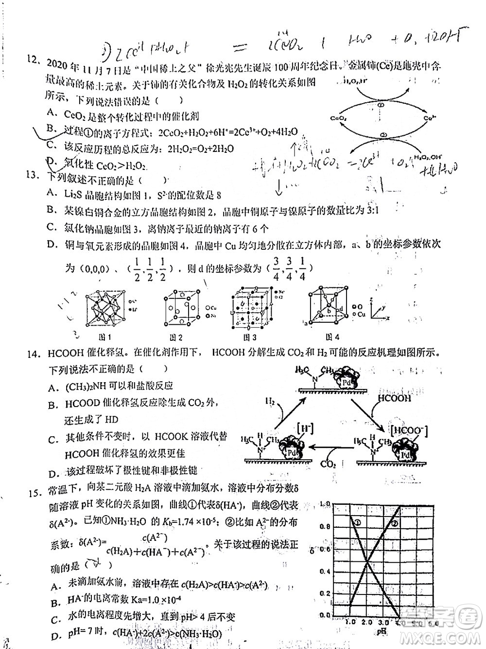 2021年秋季鄂東南省級示范高中教育教學改革聯(lián)盟學校期中聯(lián)考高三化學試題及答案