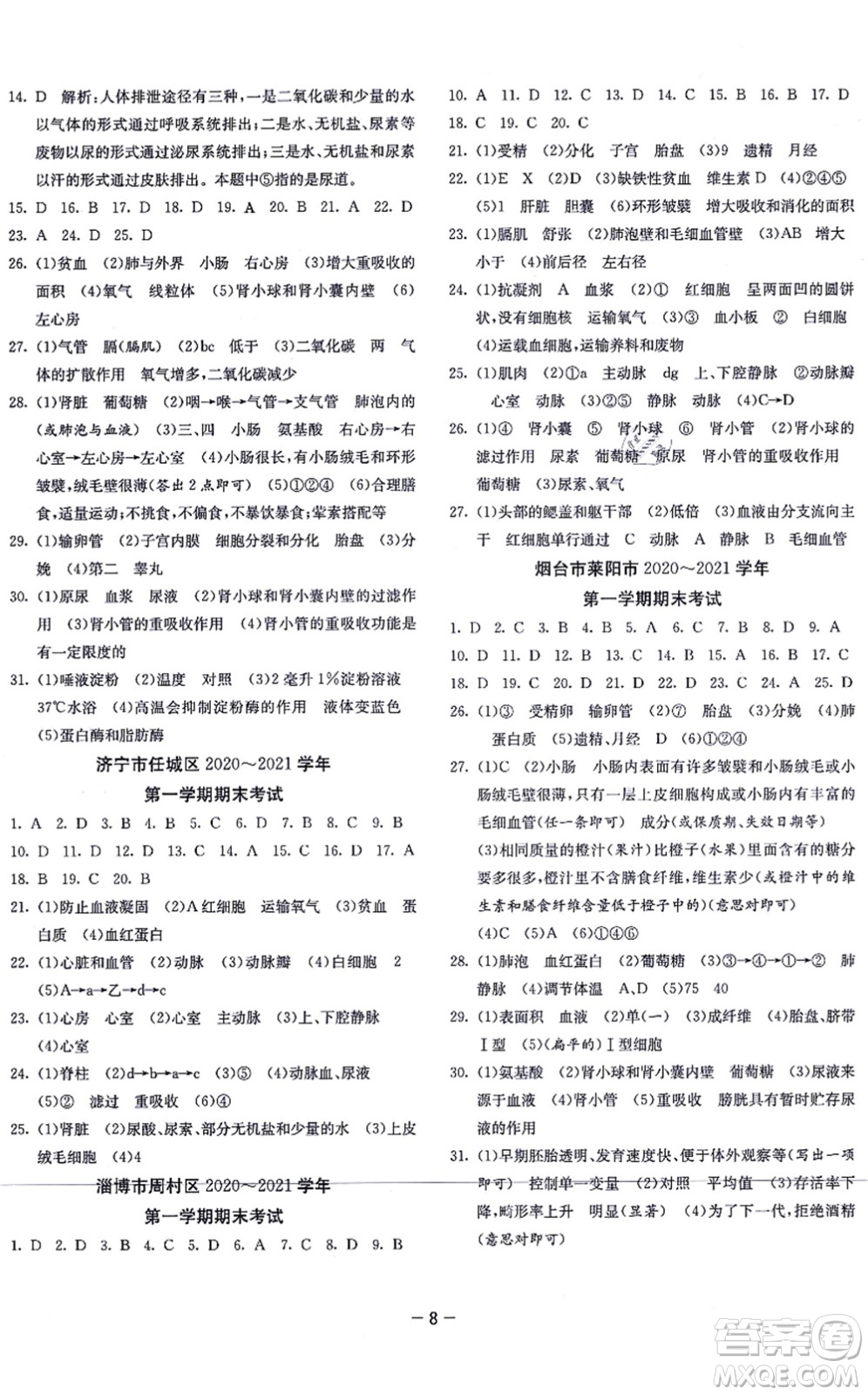 江蘇人民出版社2021秋1課3練學(xué)霸提優(yōu)訓(xùn)練七年級(jí)生物上冊(cè)五四制SDKJ魯科版答案