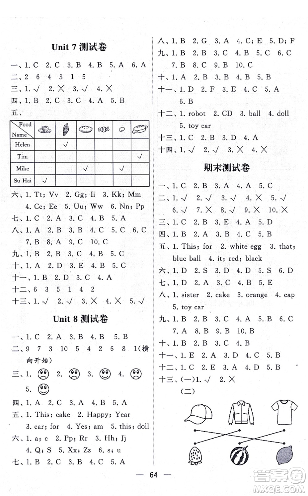 河海大學(xué)出版社2021棒棒堂學(xué)霸提優(yōu)課時(shí)作業(yè)三年級(jí)英語(yǔ)上冊(cè)江蘇專版答案