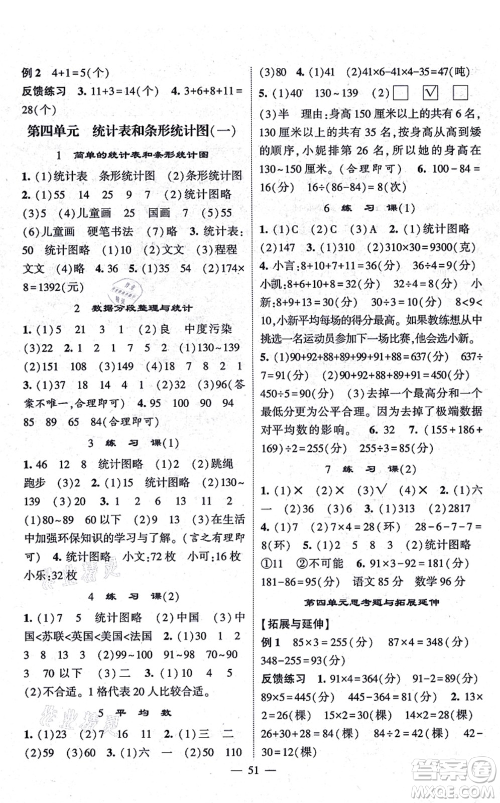 河海大學(xué)出版社2021棒棒堂學(xué)霸提優(yōu)課時(shí)作業(yè)四年級(jí)數(shù)學(xué)上冊(cè)SJ蘇教版答案