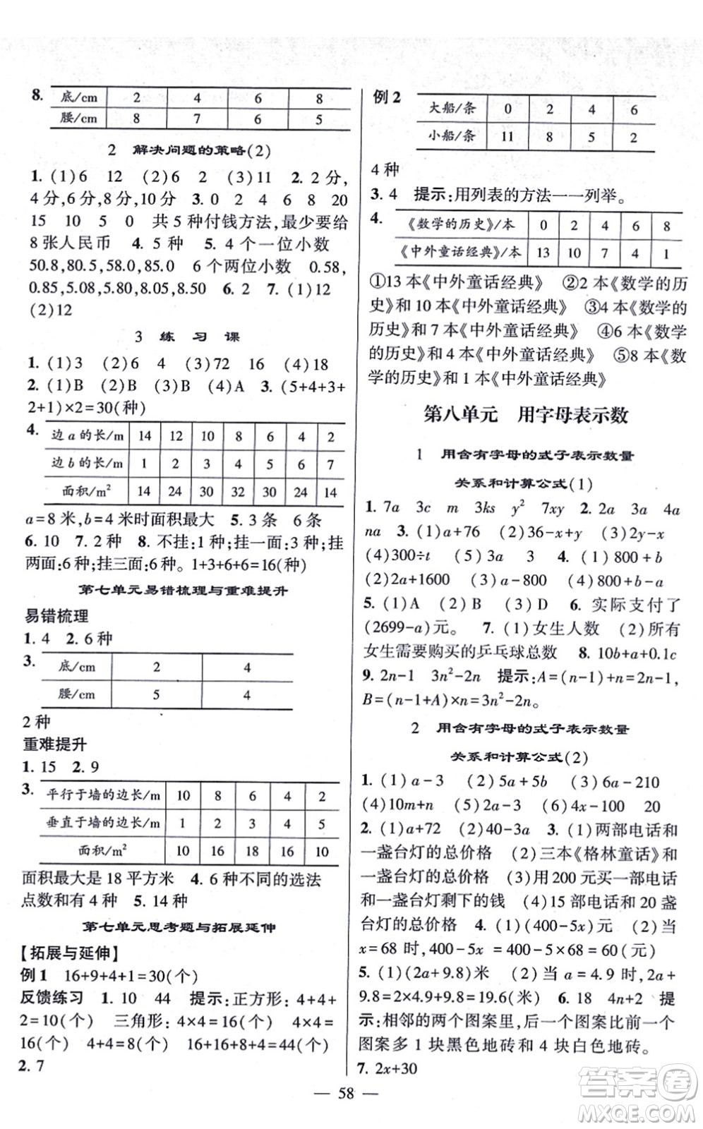 河海大學出版社2021棒棒堂學霸提優(yōu)課時作業(yè)五年級數(shù)學上冊SJ蘇教版答案