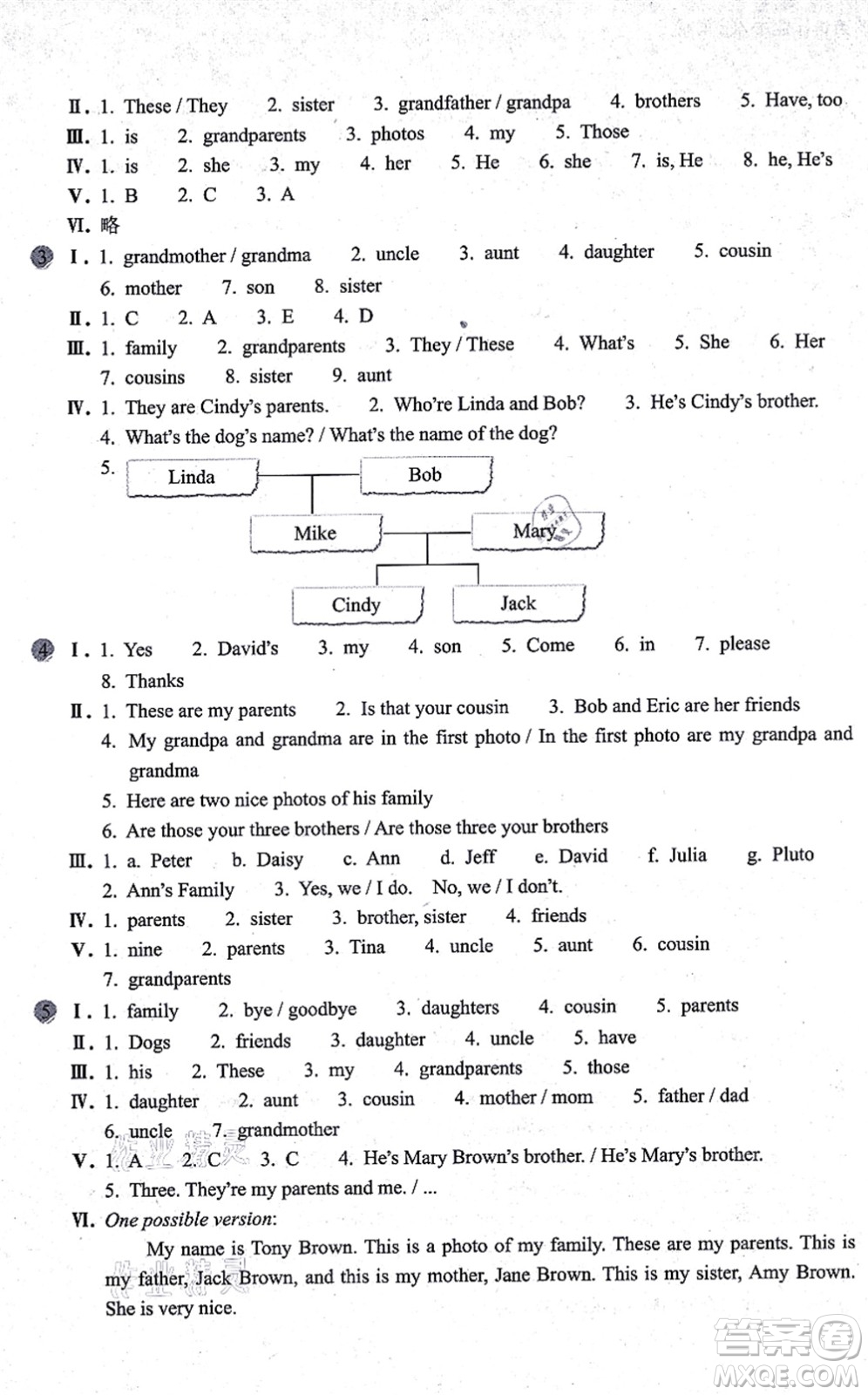 浙江教育出版社2021英語(yǔ)作業(yè)本七年級(jí)上冊(cè)AB本人教版答案