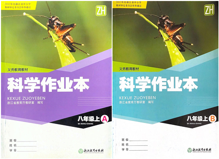 浙江教育出版社2021科學(xué)作業(yè)本八年級上冊AB本ZH浙教版答案