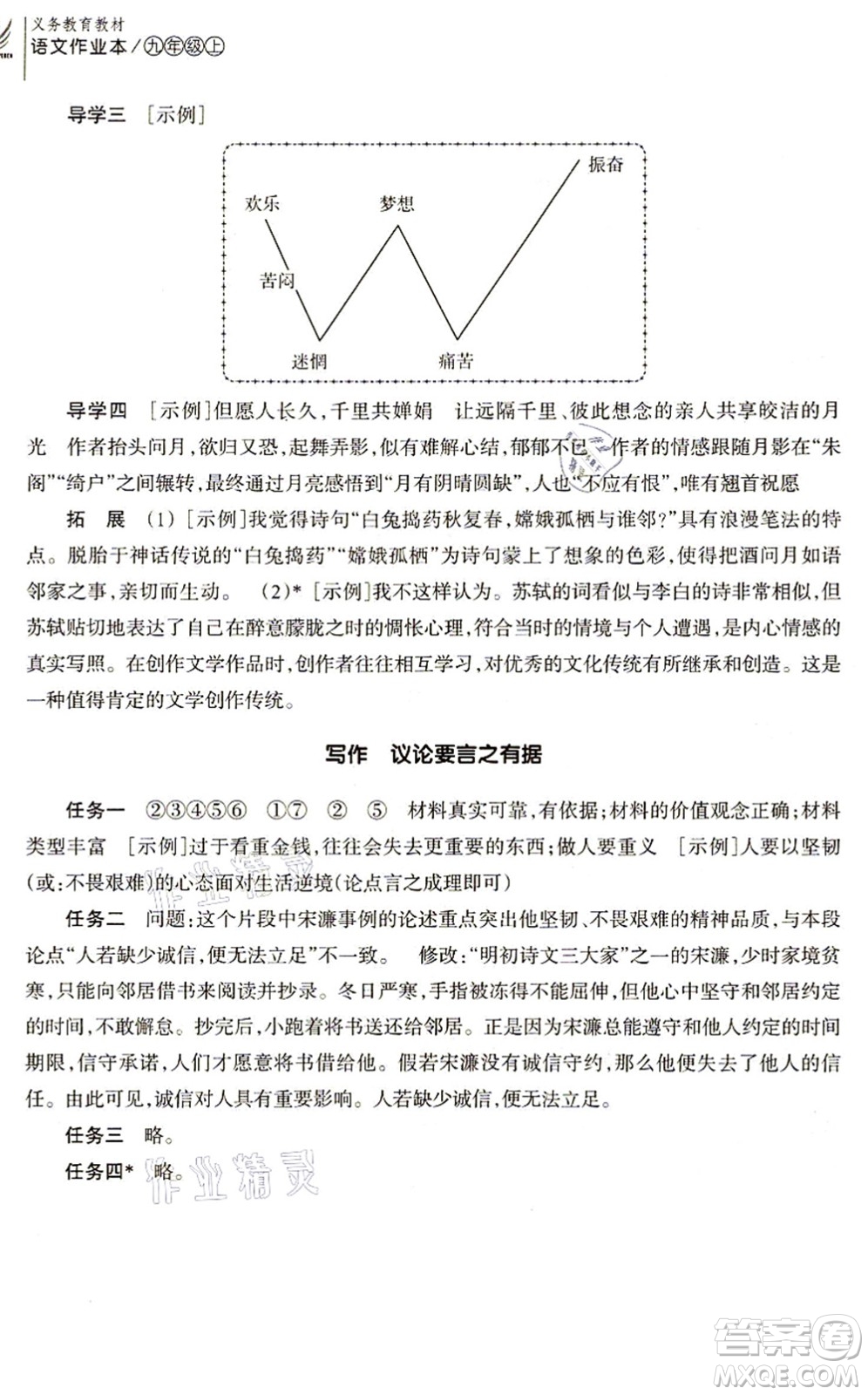 浙江教育出版社2021語(yǔ)文作業(yè)本九年級(jí)上冊(cè)人教版答案