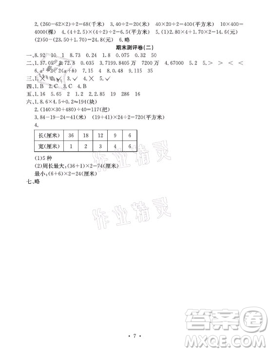 光明日報出版社2021大顯身手素質(zhì)教育單元測評卷數(shù)學(xué)五年級上冊B版蘇教版答案