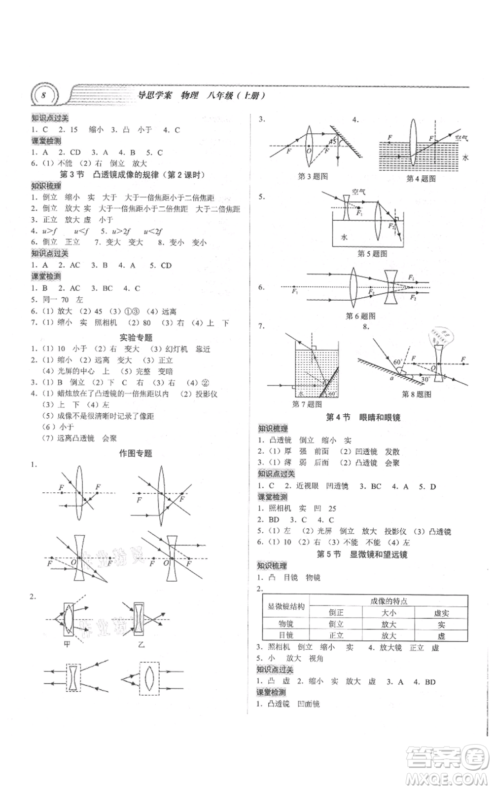 廣州出版社2021導(dǎo)思學(xué)案八年級上冊物理人教版深圳專版參考答案