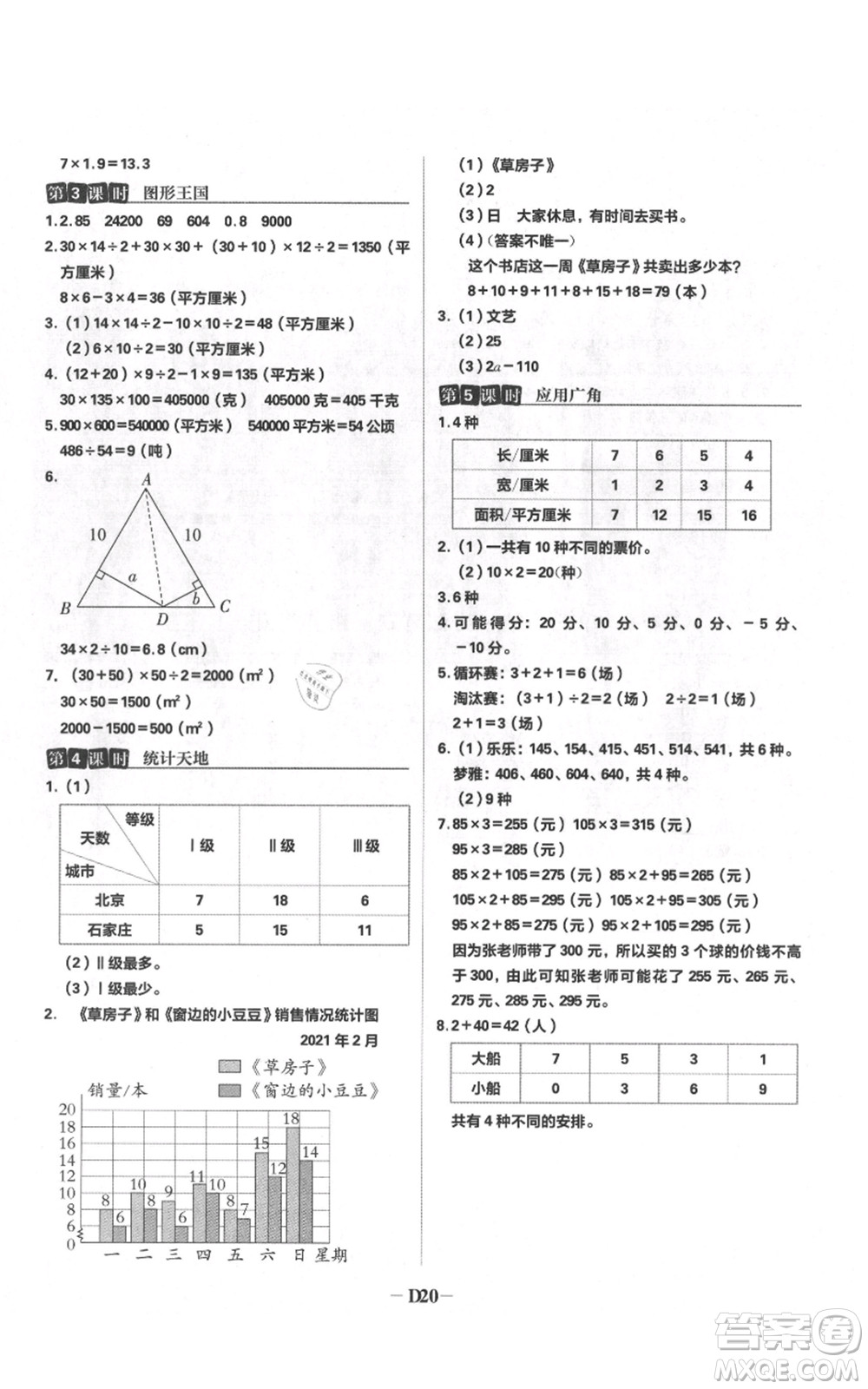 首都師范大學(xué)出版社2021小學(xué)必刷題五年級(jí)上冊(cè)數(shù)學(xué)蘇教版參考答案