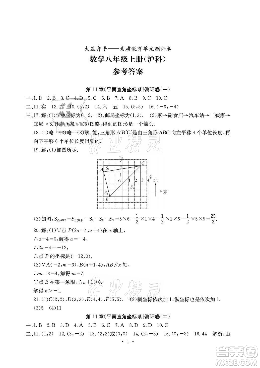 光明日?qǐng)?bào)出版社2021大顯身手素質(zhì)教育單元測(cè)評(píng)卷數(shù)學(xué)八年級(jí)上冊(cè)滬科版答案