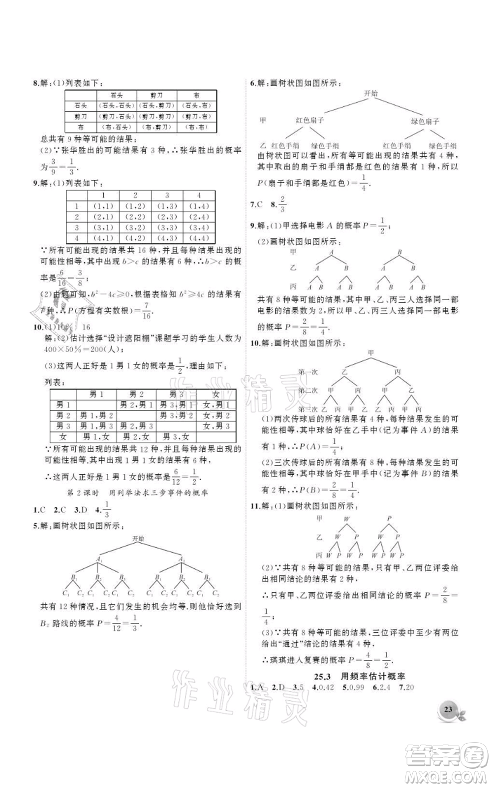 安徽大學(xué)出版社2021創(chuàng)新課堂創(chuàng)新作業(yè)本九年級(jí)上冊(cè)數(shù)學(xué)人教版參考答案