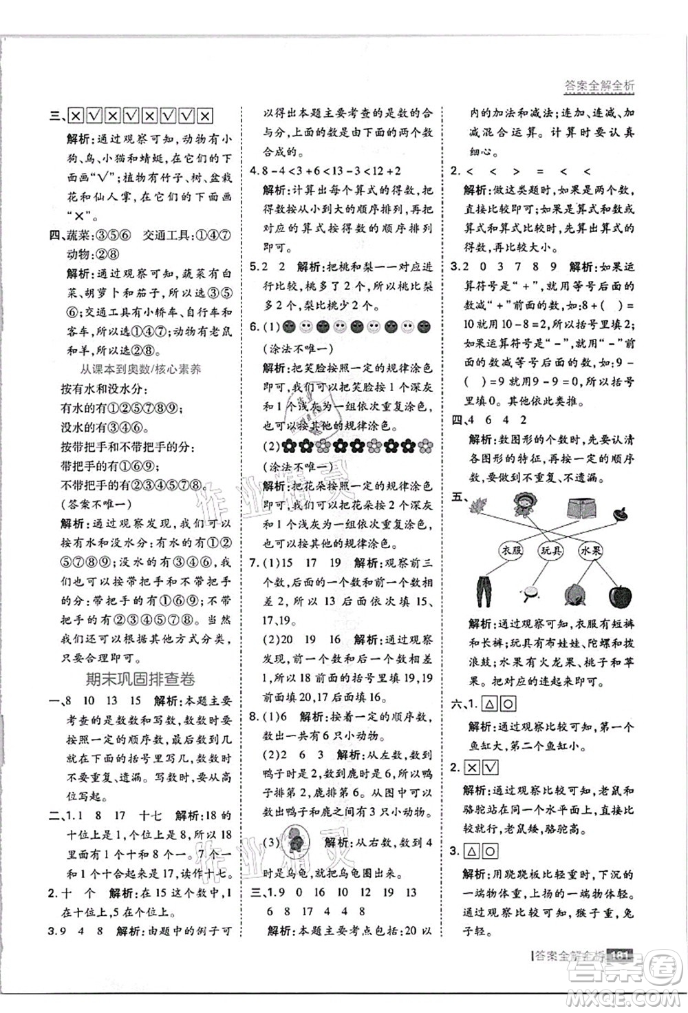 黑龍江教育出版社2021考點(diǎn)集訓(xùn)與滿分備考一年級數(shù)學(xué)上冊JJ冀教版答案