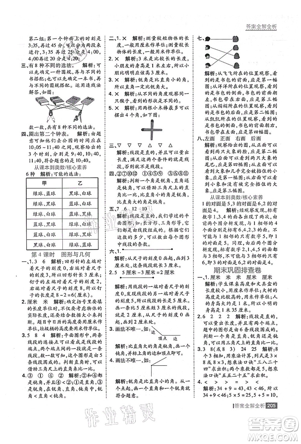 黑龍江教育出版社2021考點集訓與滿分備考二年級數(shù)學上冊人教版答案