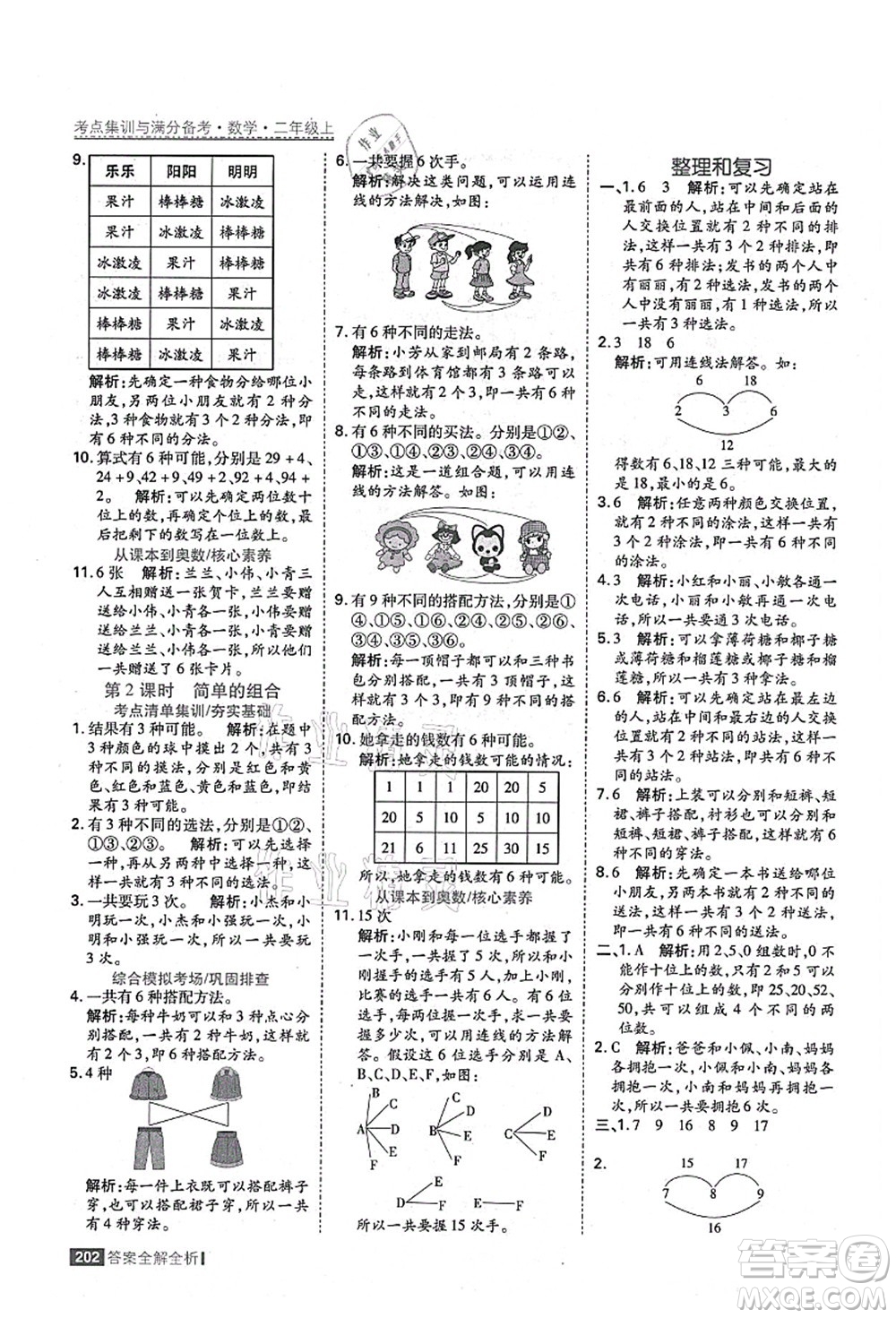 黑龍江教育出版社2021考點集訓與滿分備考二年級數(shù)學上冊人教版答案