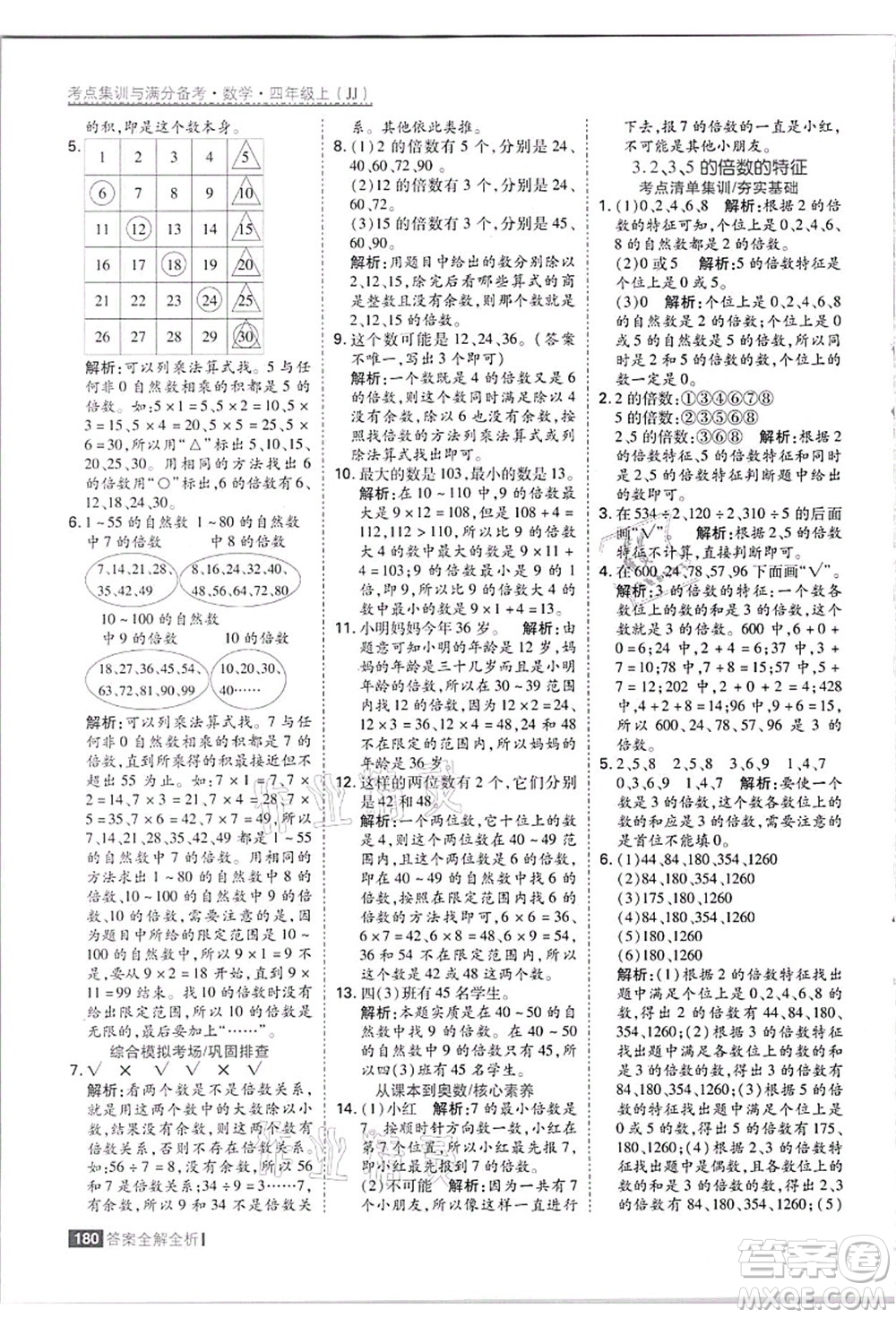 黑龍江教育出版社2021考點(diǎn)集訓(xùn)與滿分備考四年級(jí)數(shù)學(xué)上冊(cè)JJ冀教版答案