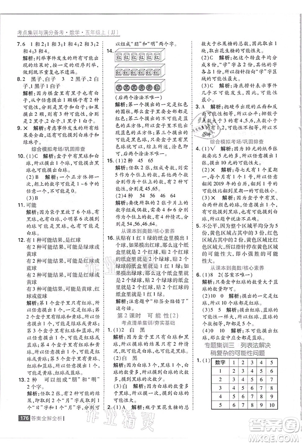 黑龍江教育出版社2021考點(diǎn)集訓(xùn)與滿分備考五年級(jí)數(shù)學(xué)上冊(cè)JJ冀教版答案