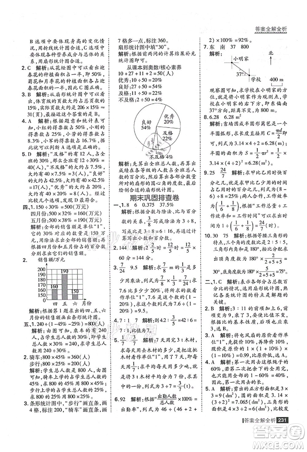 黑龍江教育出版社2021考點集訓與滿分備考六年級數(shù)學上冊人教版答案