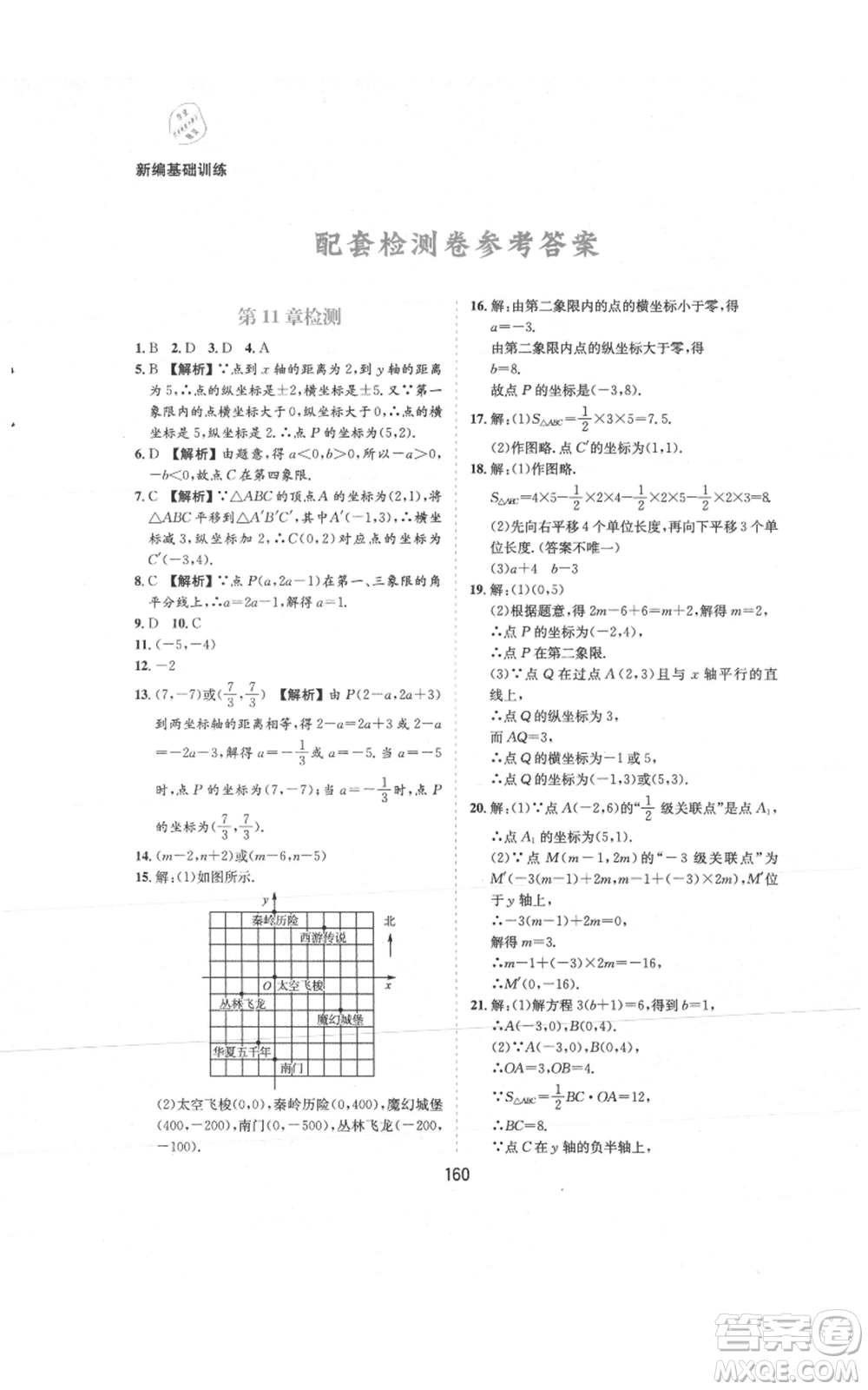 黃山書(shū)社2021新編基礎(chǔ)訓(xùn)練八年級(jí)上冊(cè)數(shù)學(xué)滬科版參考答案